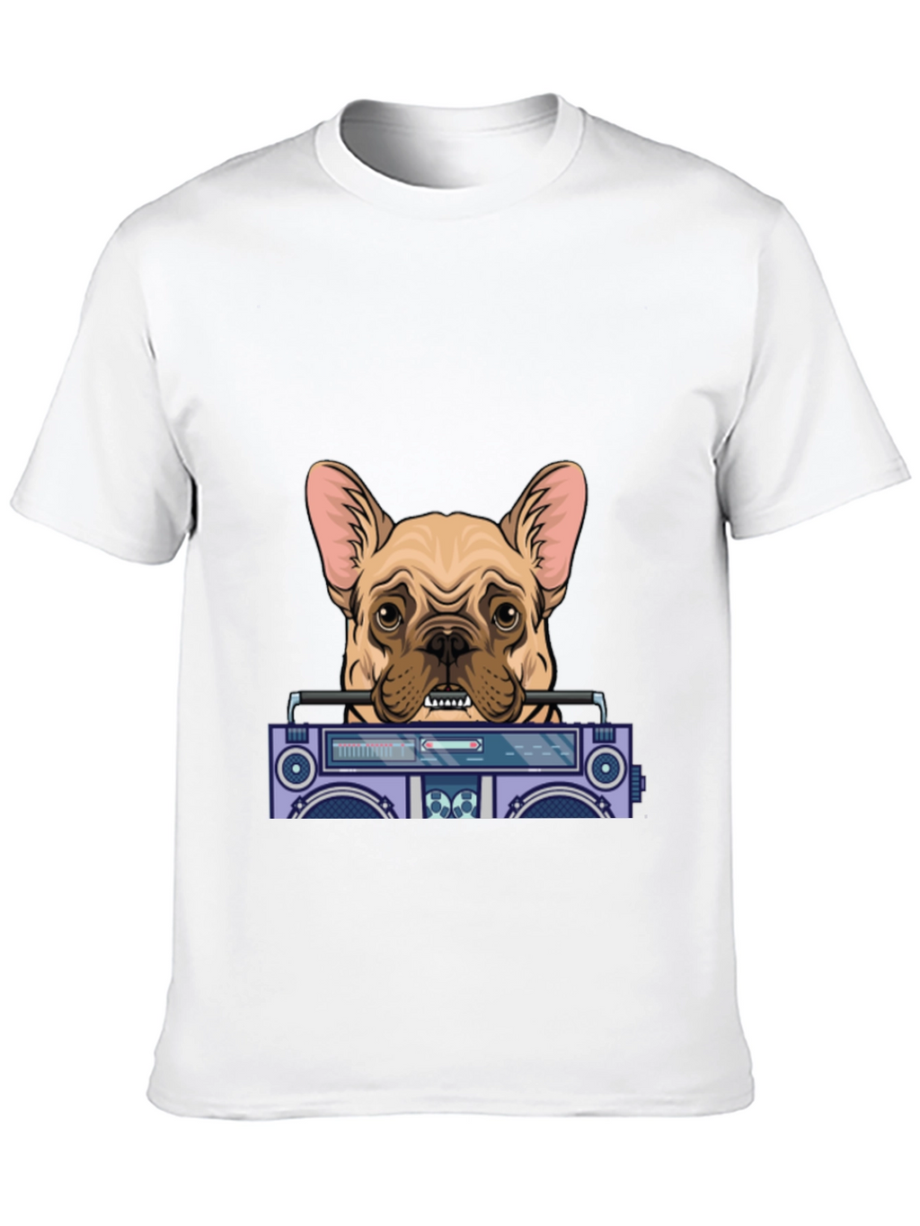 Dog with Boombox Graphic Tee - Black Cotton Blend