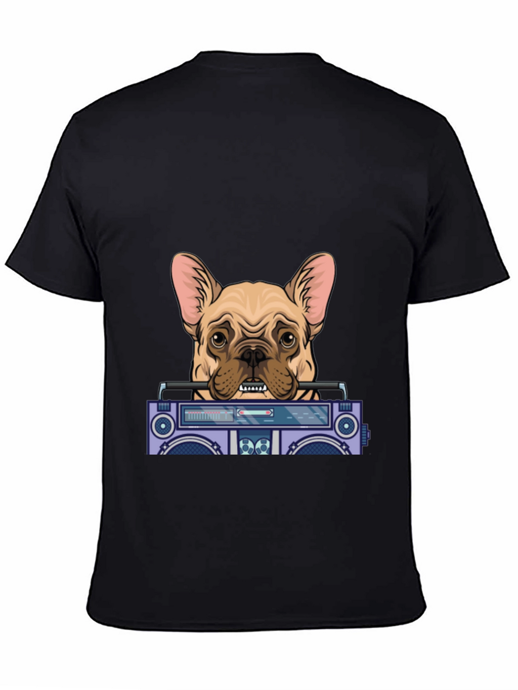 Dog with Boombox Graphic Tee - Black Cotton Blend