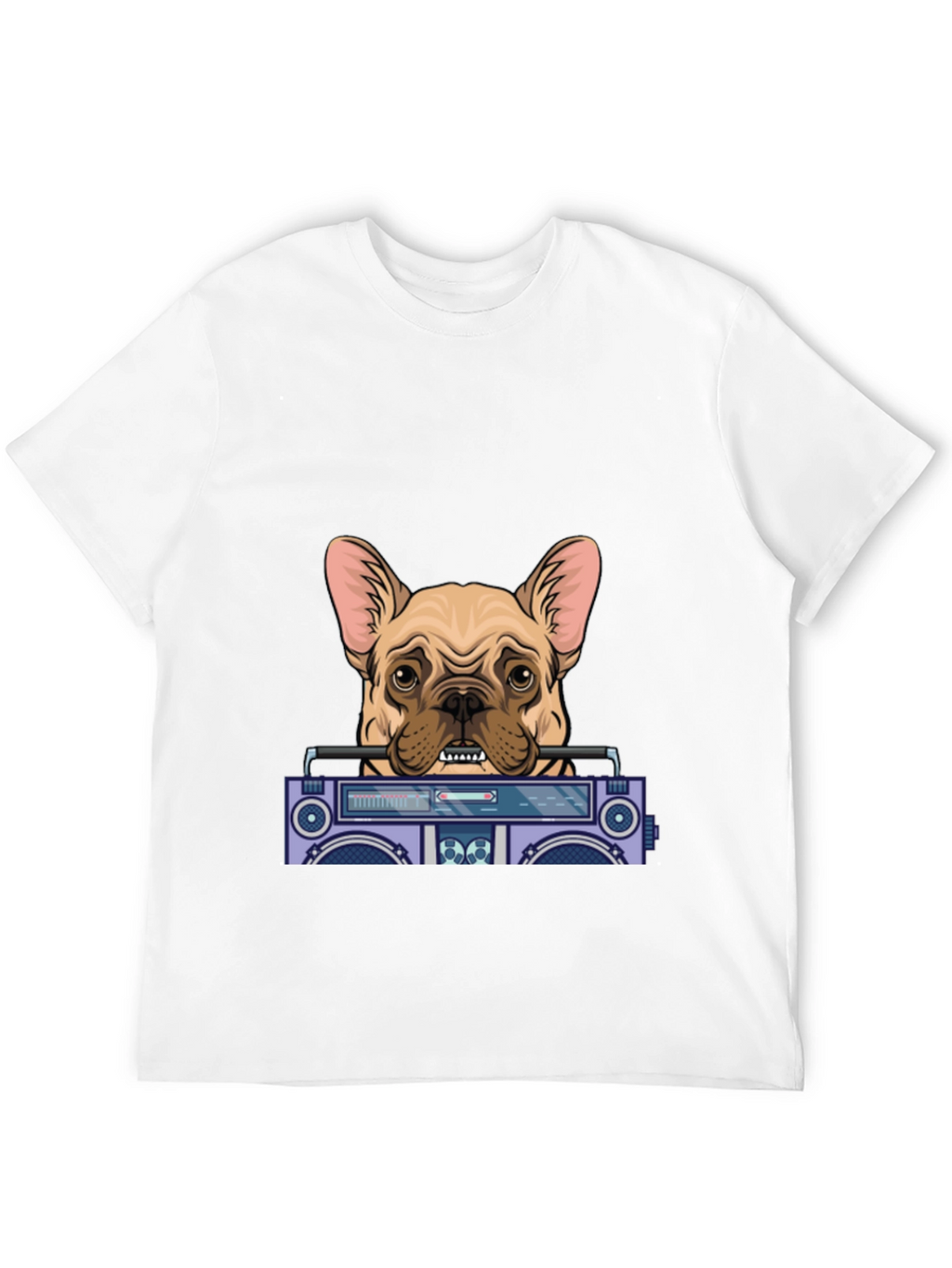 Dog with Boombox Graphic Tee - Black Cotton Blend