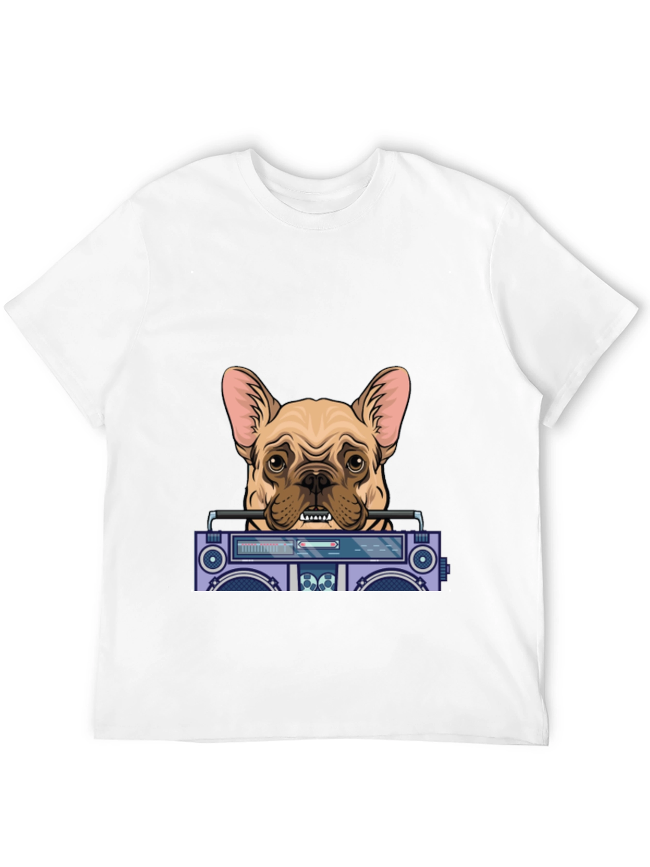 Dog with Boombox Graphic Tee - Black Cotton Blend