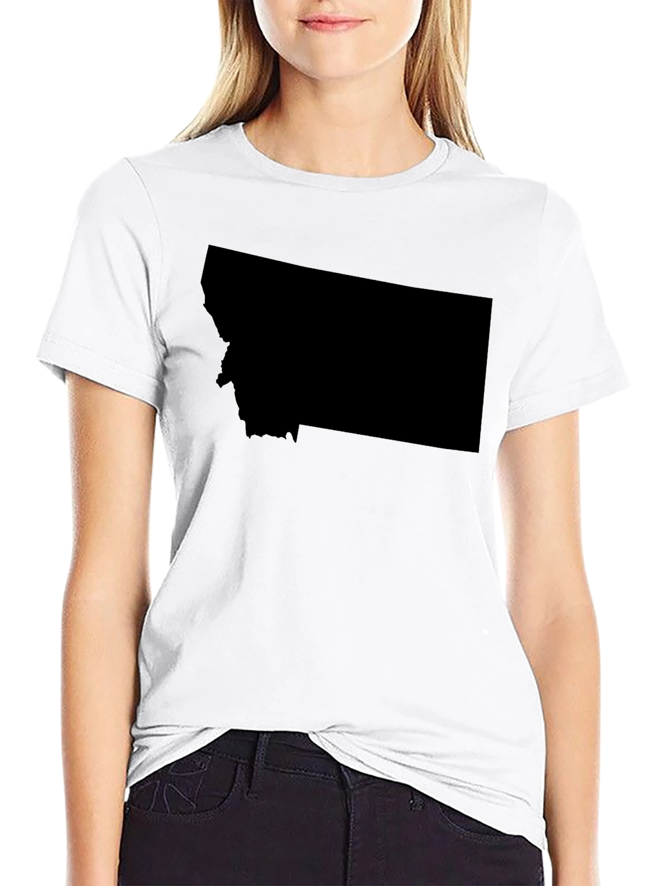 Montana State Shape Black T-Shirt