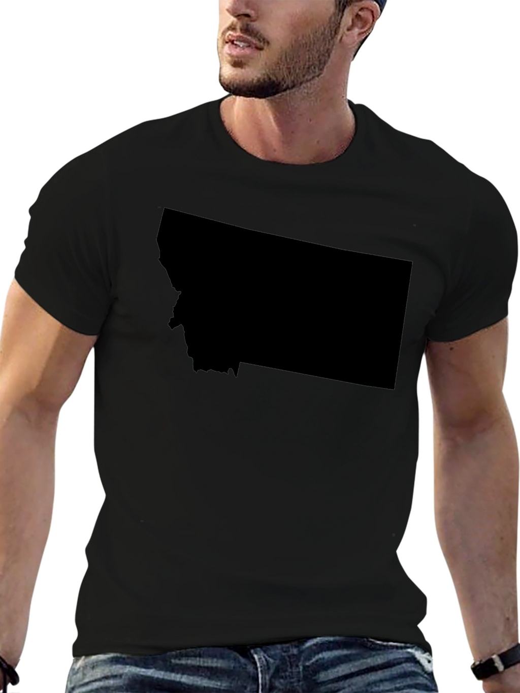 Montana State Shape Black T-Shirt
