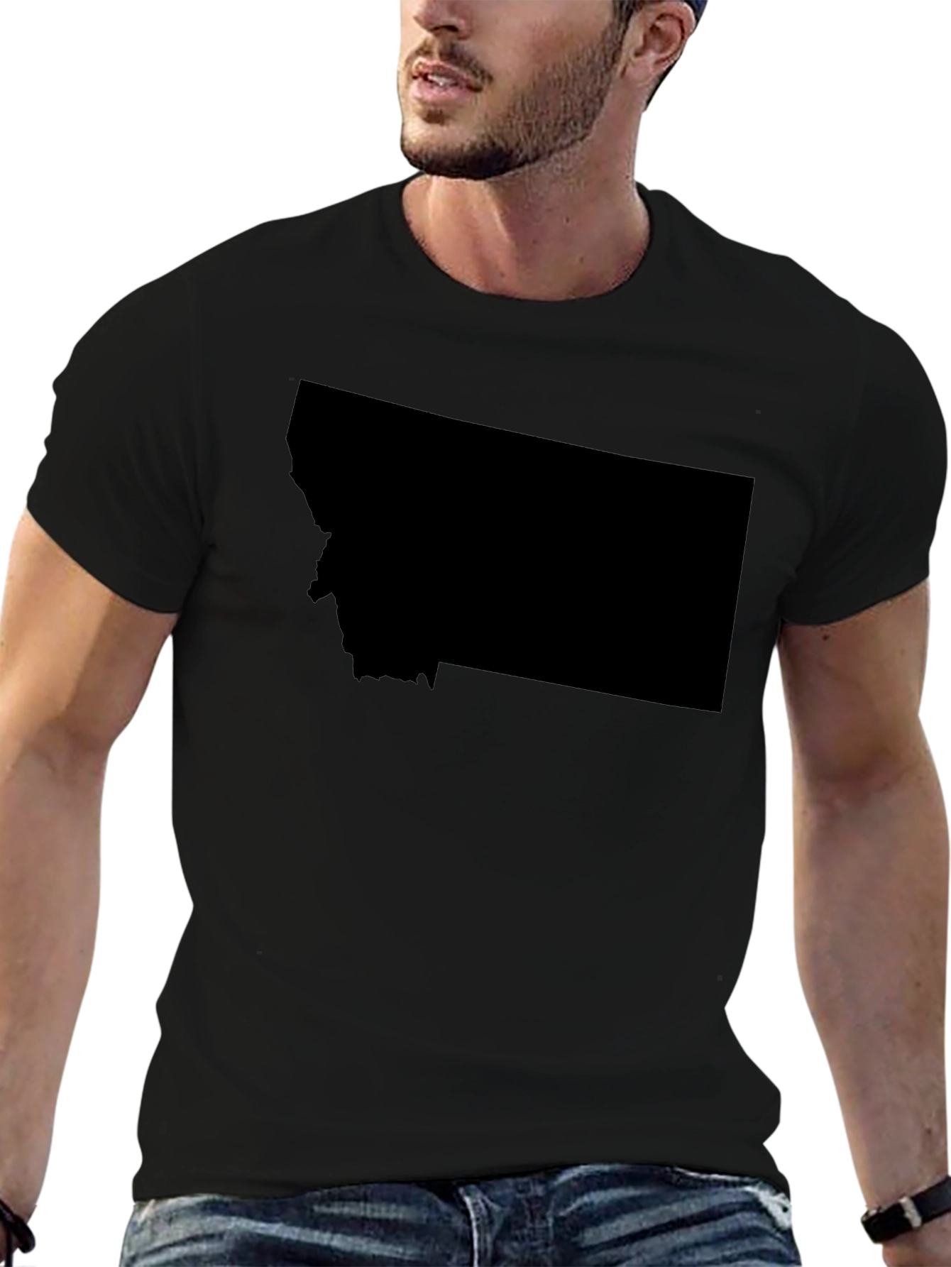 Montana State Shape Black T-Shirt