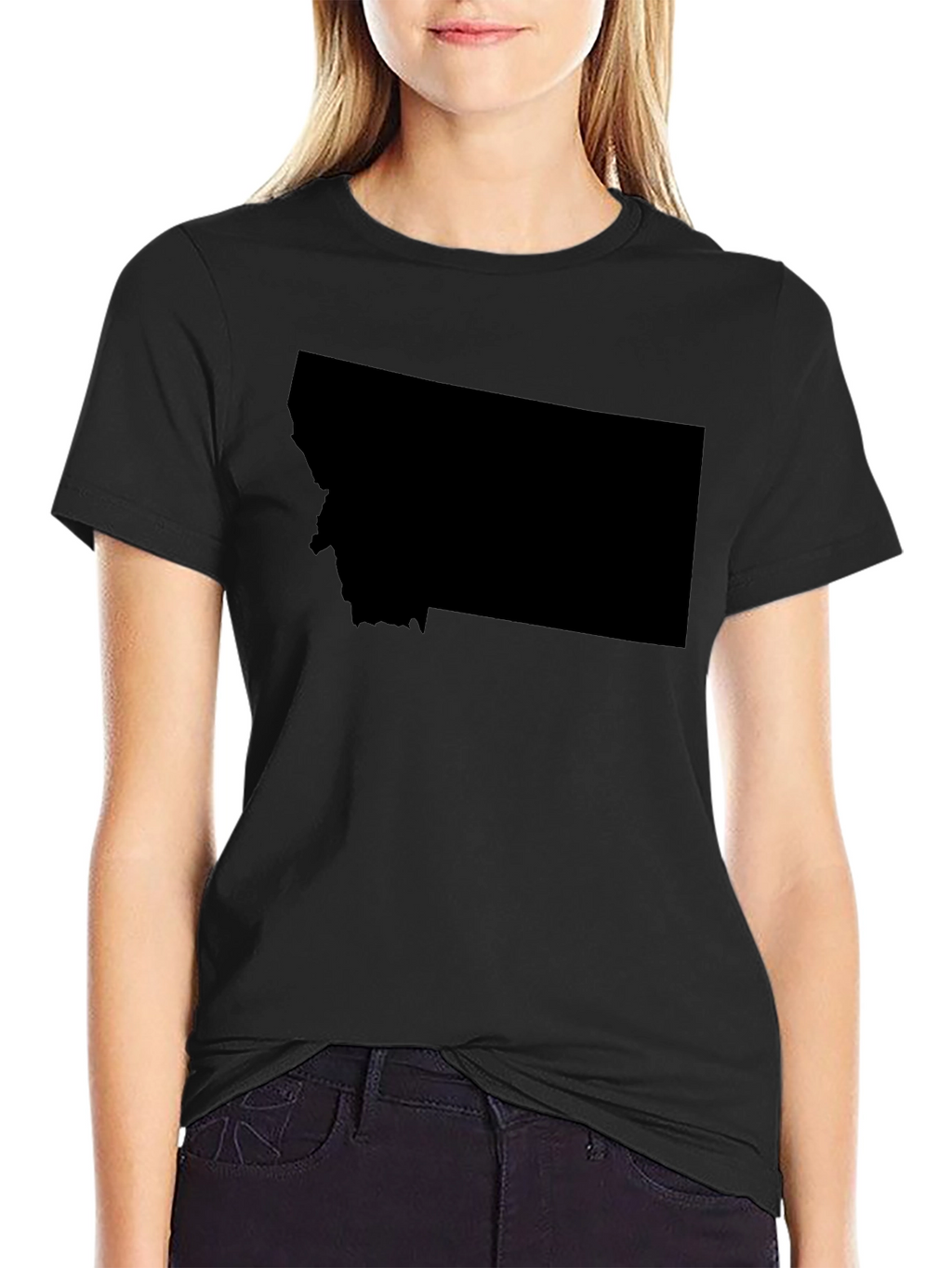 Montana State Shape Black T-Shirt