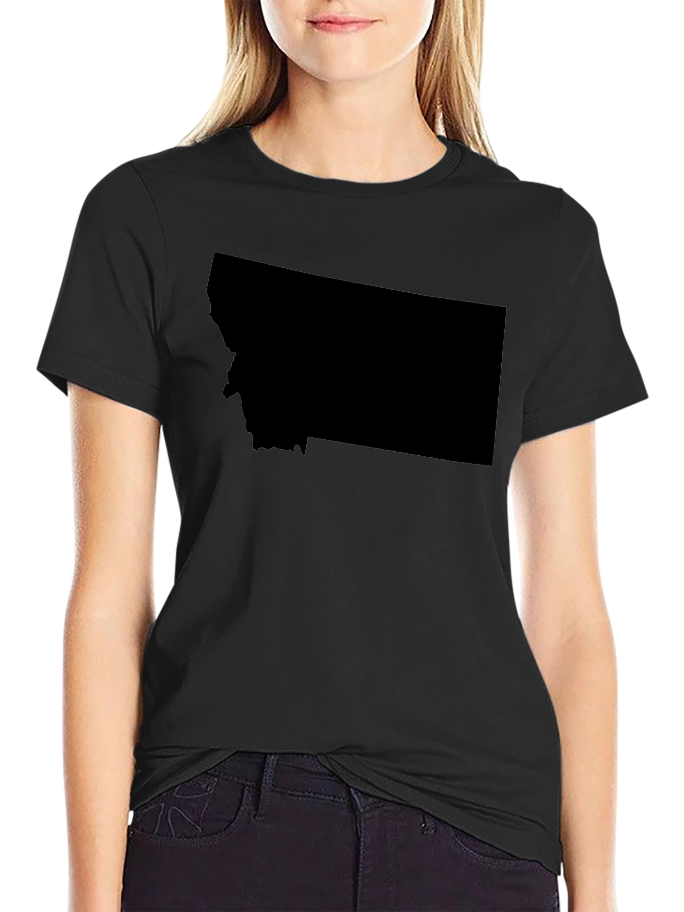 Montana State Shape Black T-Shirt