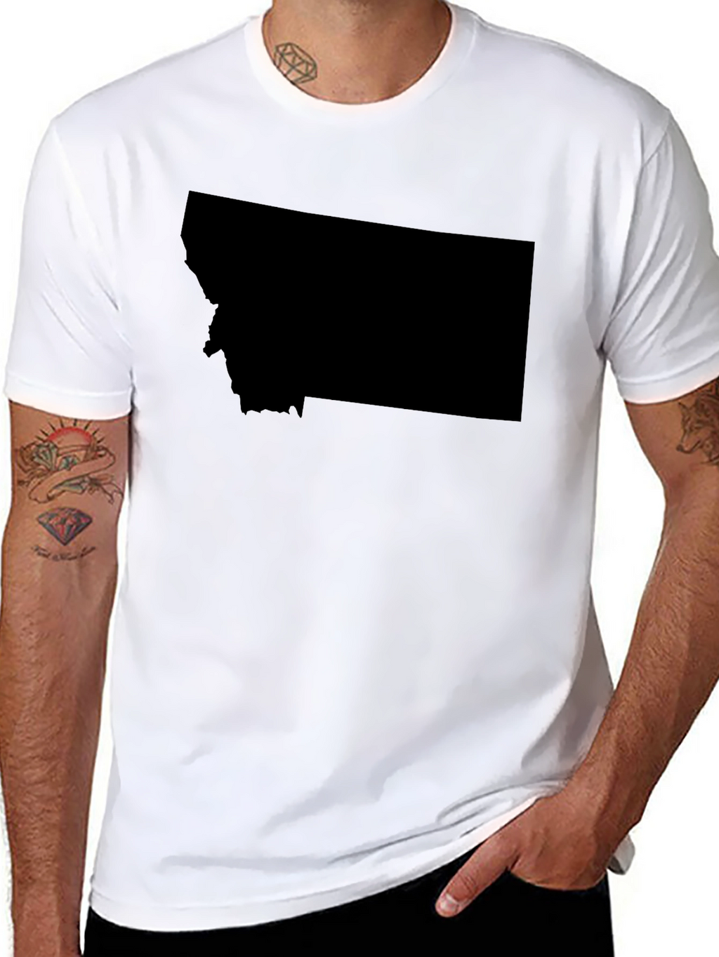 Montana State Shape Black T-Shirt