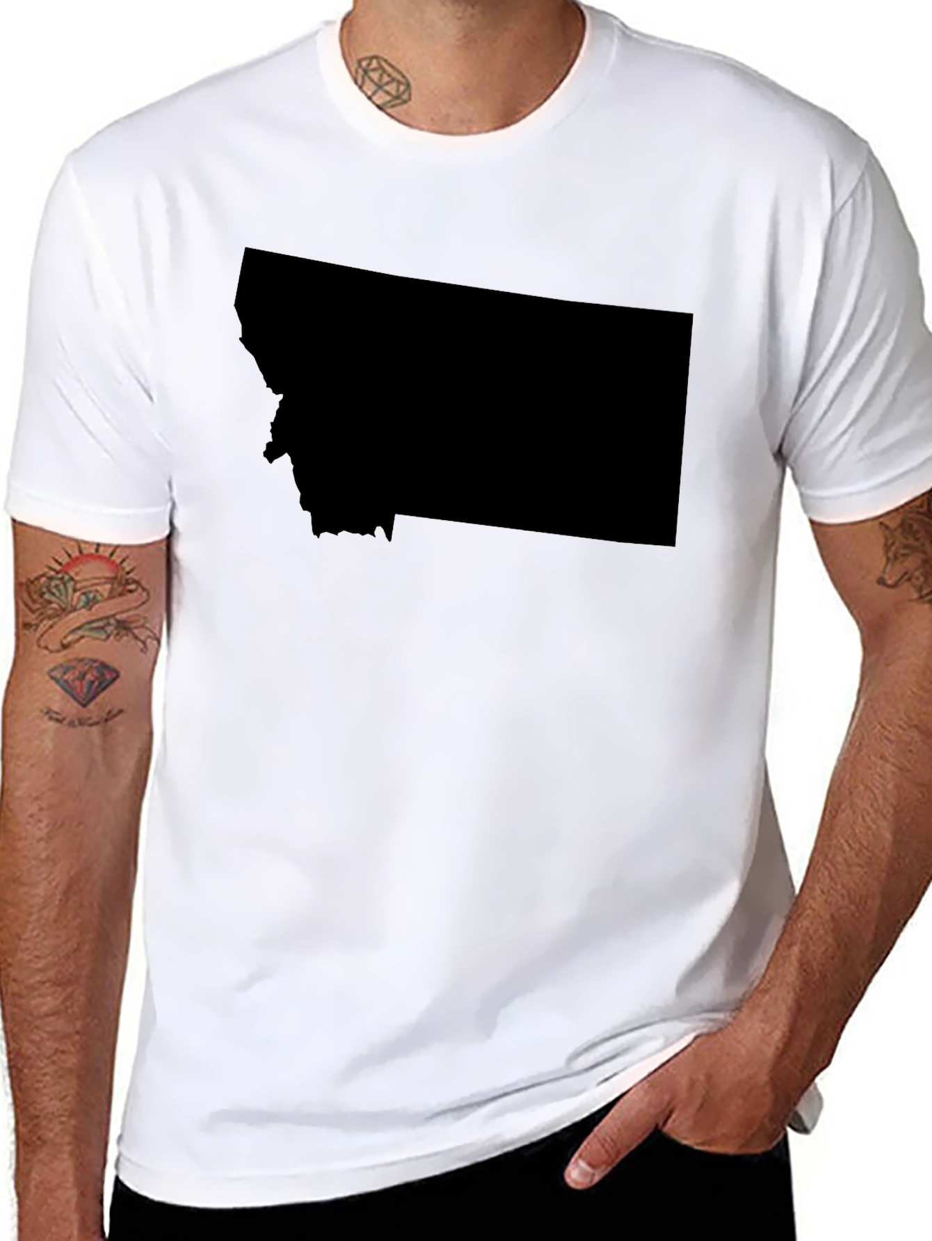 Montana State Shape Black T-Shirt
