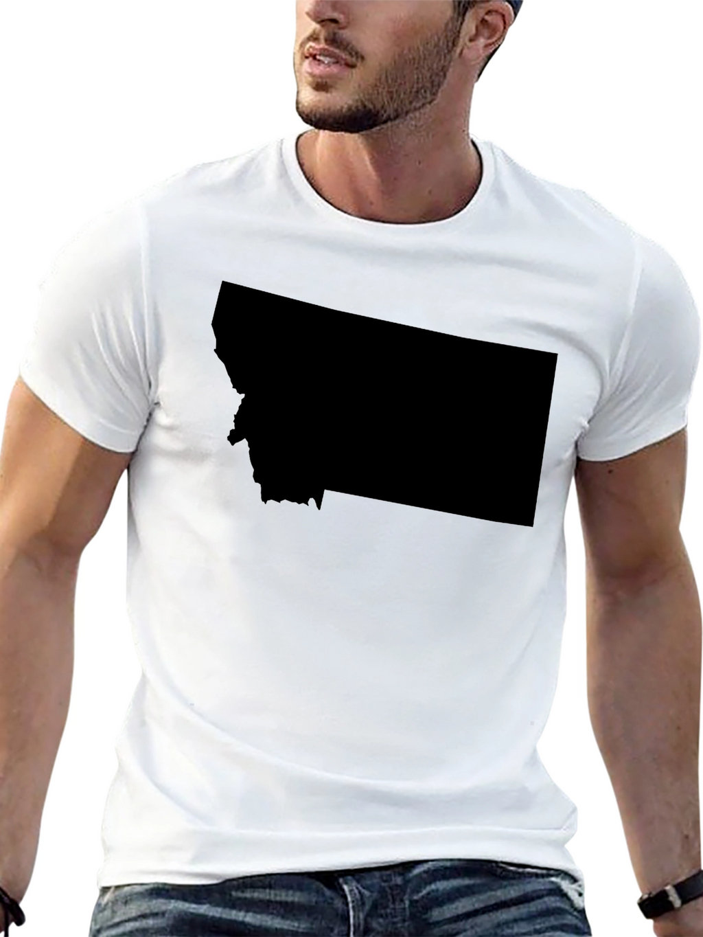 Montana State Shape Black T-Shirt