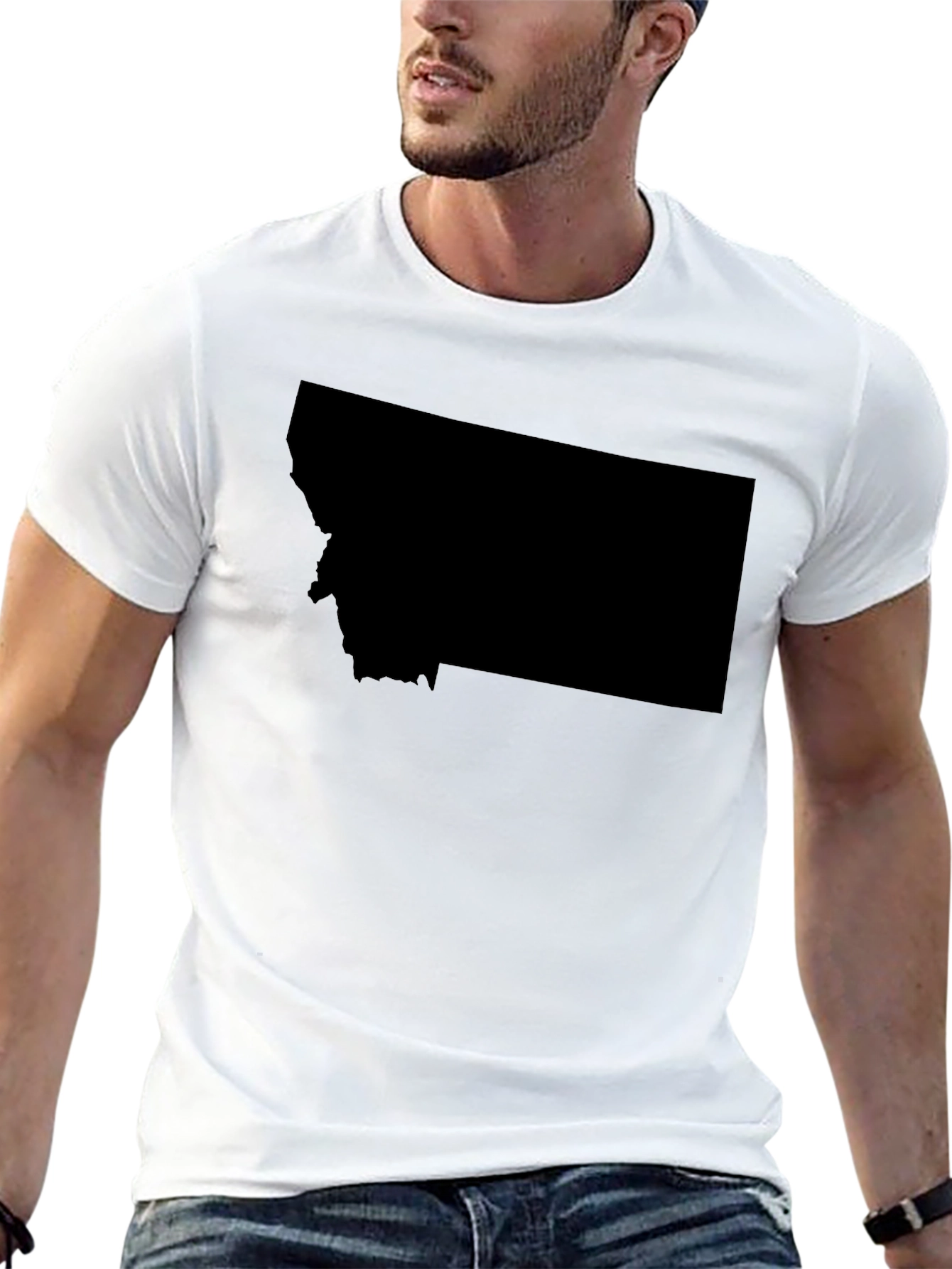 Montana State Shape Black T-Shirt