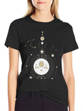 Celestial Moon & Stars Graphic Tee - Black