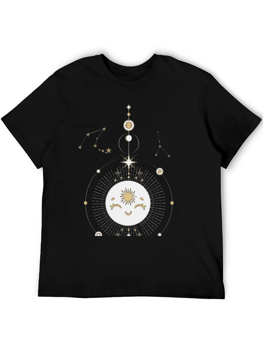 Celestial Moon & Stars Graphic Tee - Black