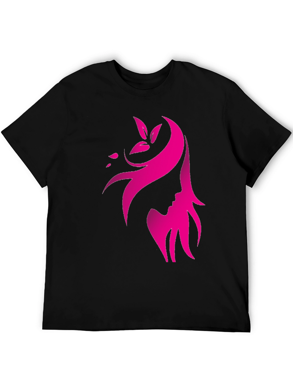 Elegant Pink Silhouette Graphic Black T-Shirt