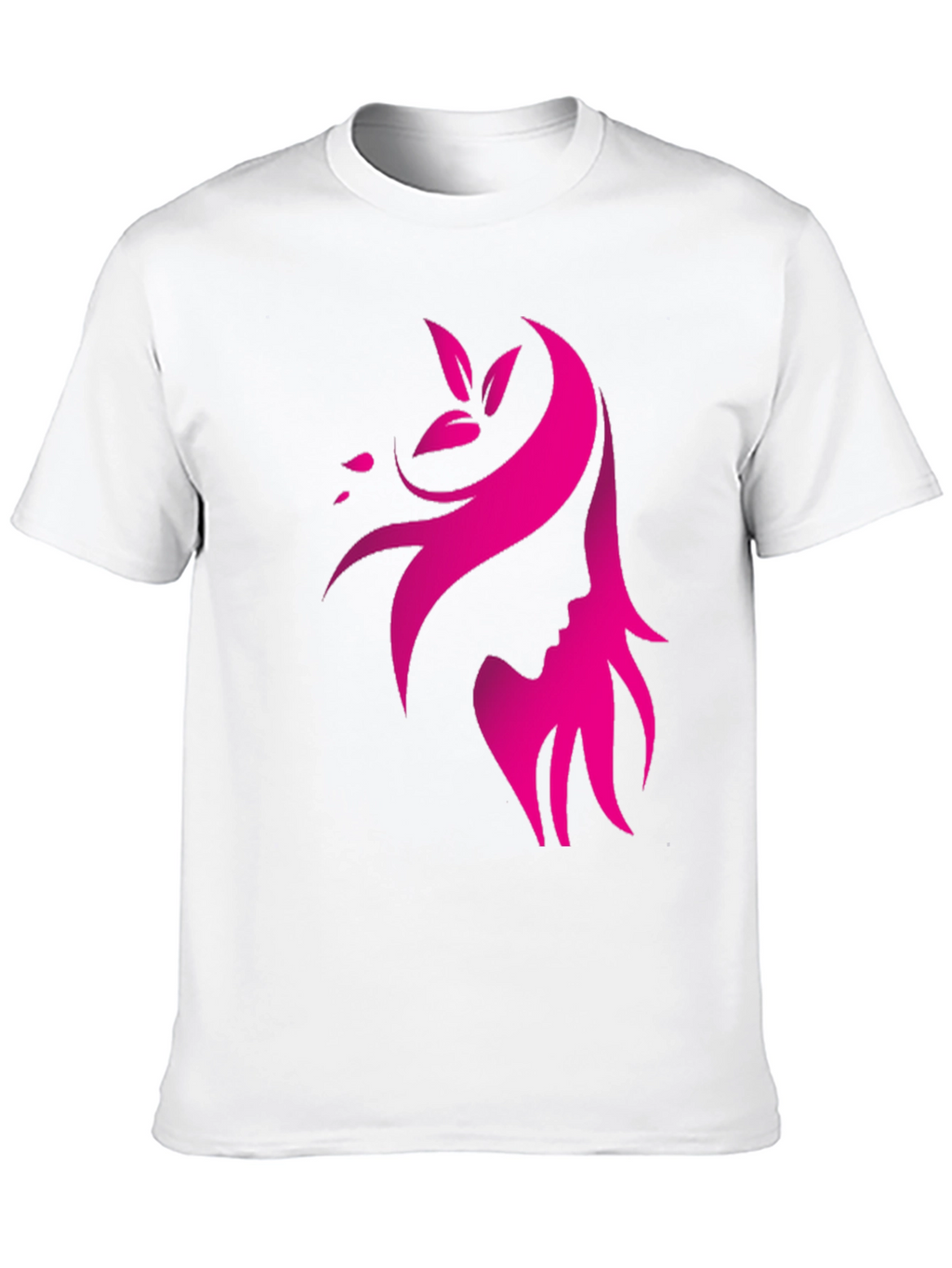 Elegant Pink Silhouette Graphic Black T-Shirt