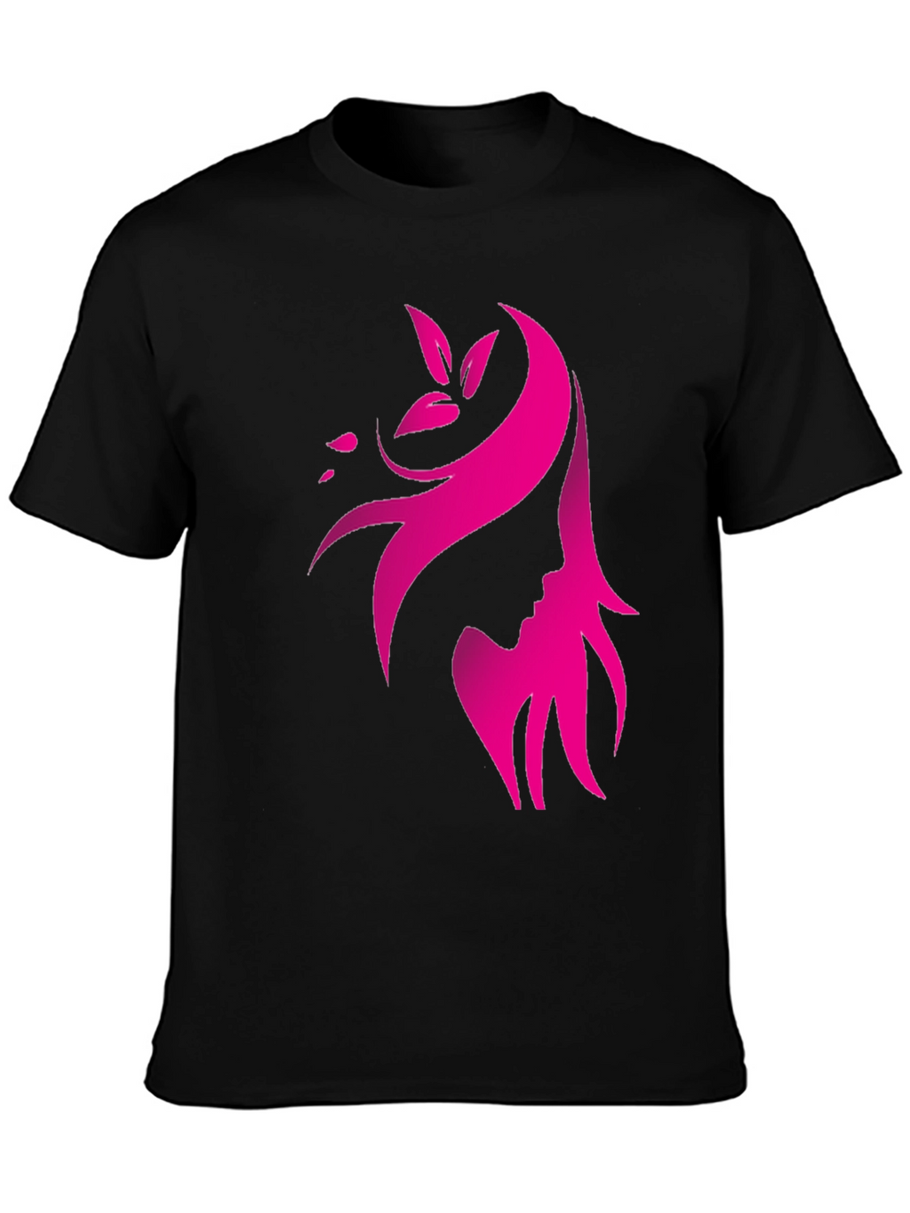 Elegant Pink Silhouette Graphic Black T-Shirt