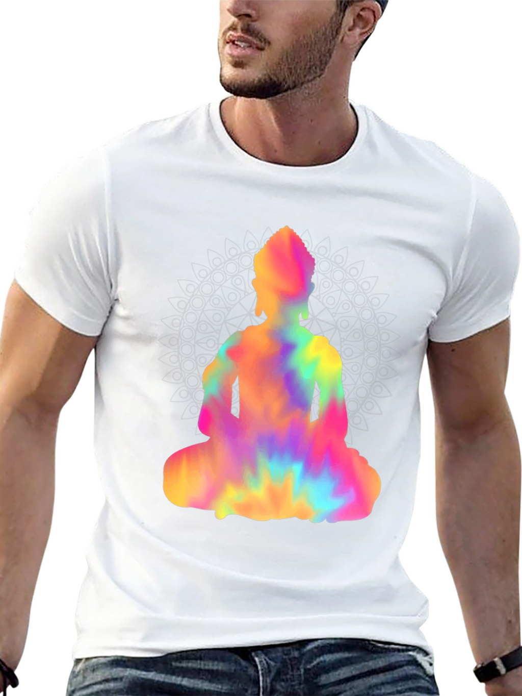 Tie-Dye Buddha Graphic Tee - Mens Black T-Shirt