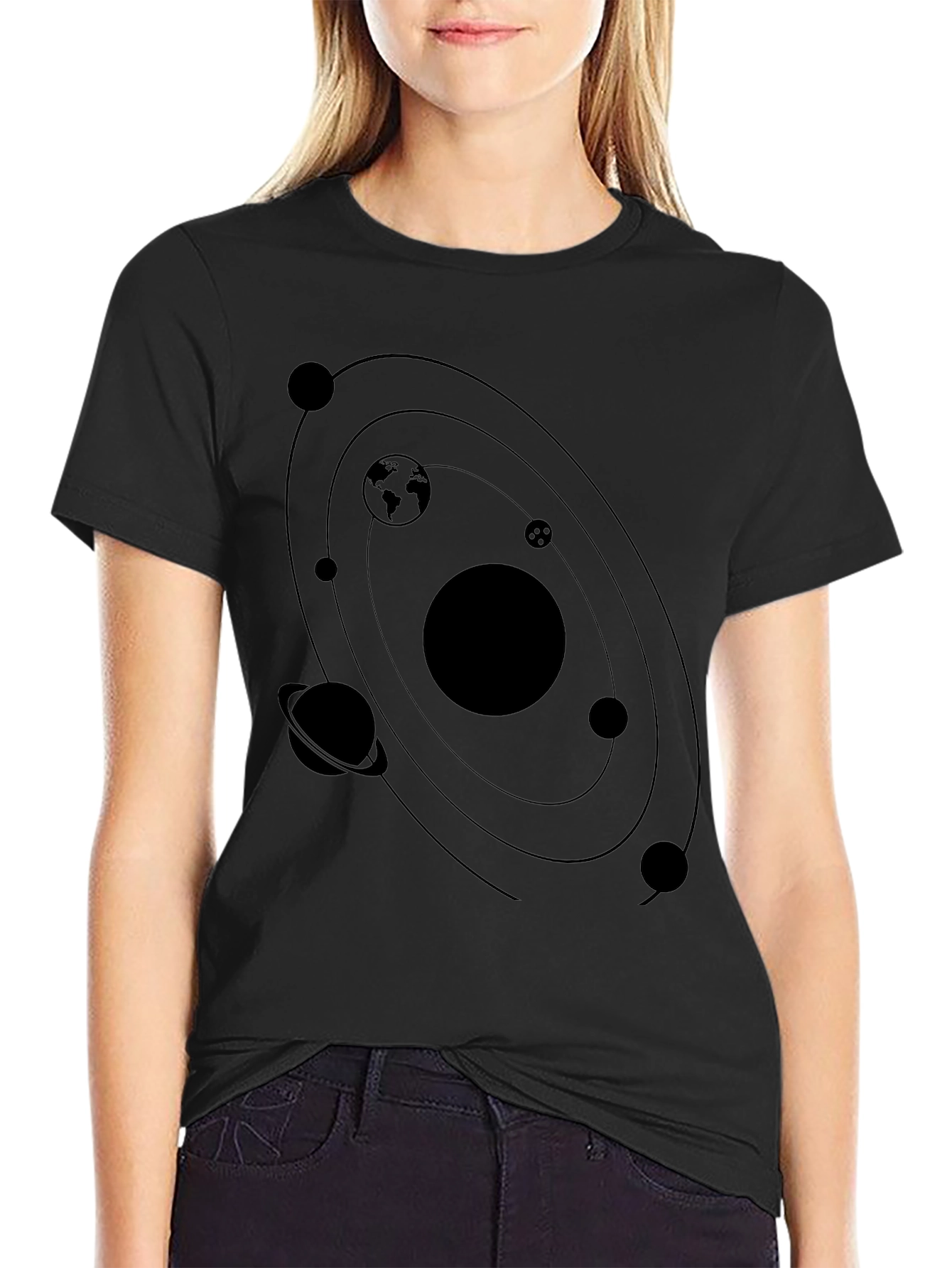 Solar System Graphic T-Shirt - Black