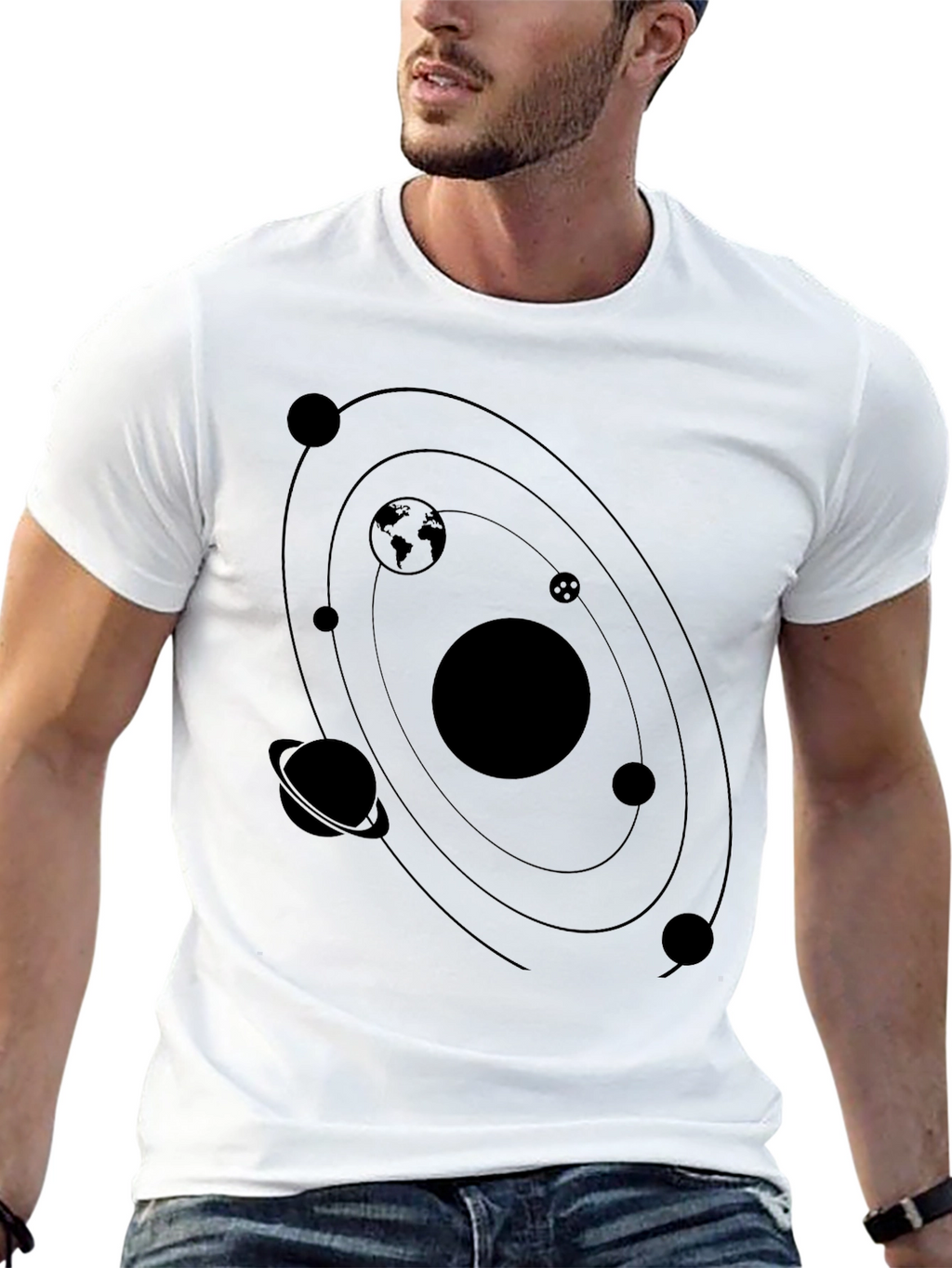 Solar System Graphic T-Shirt - Black
