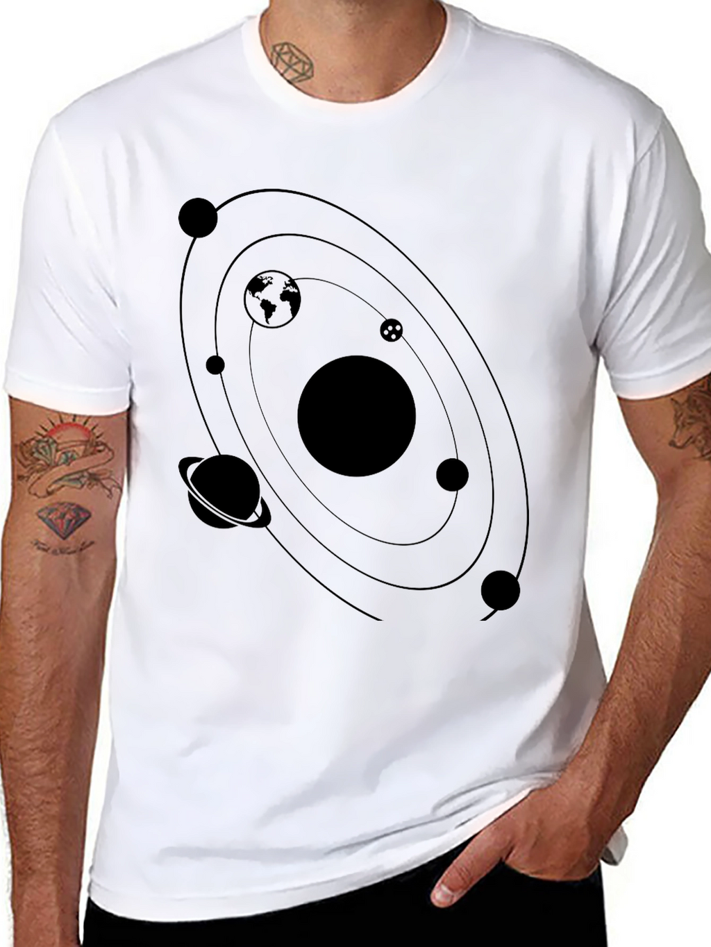 Solar System Graphic T-Shirt - Black