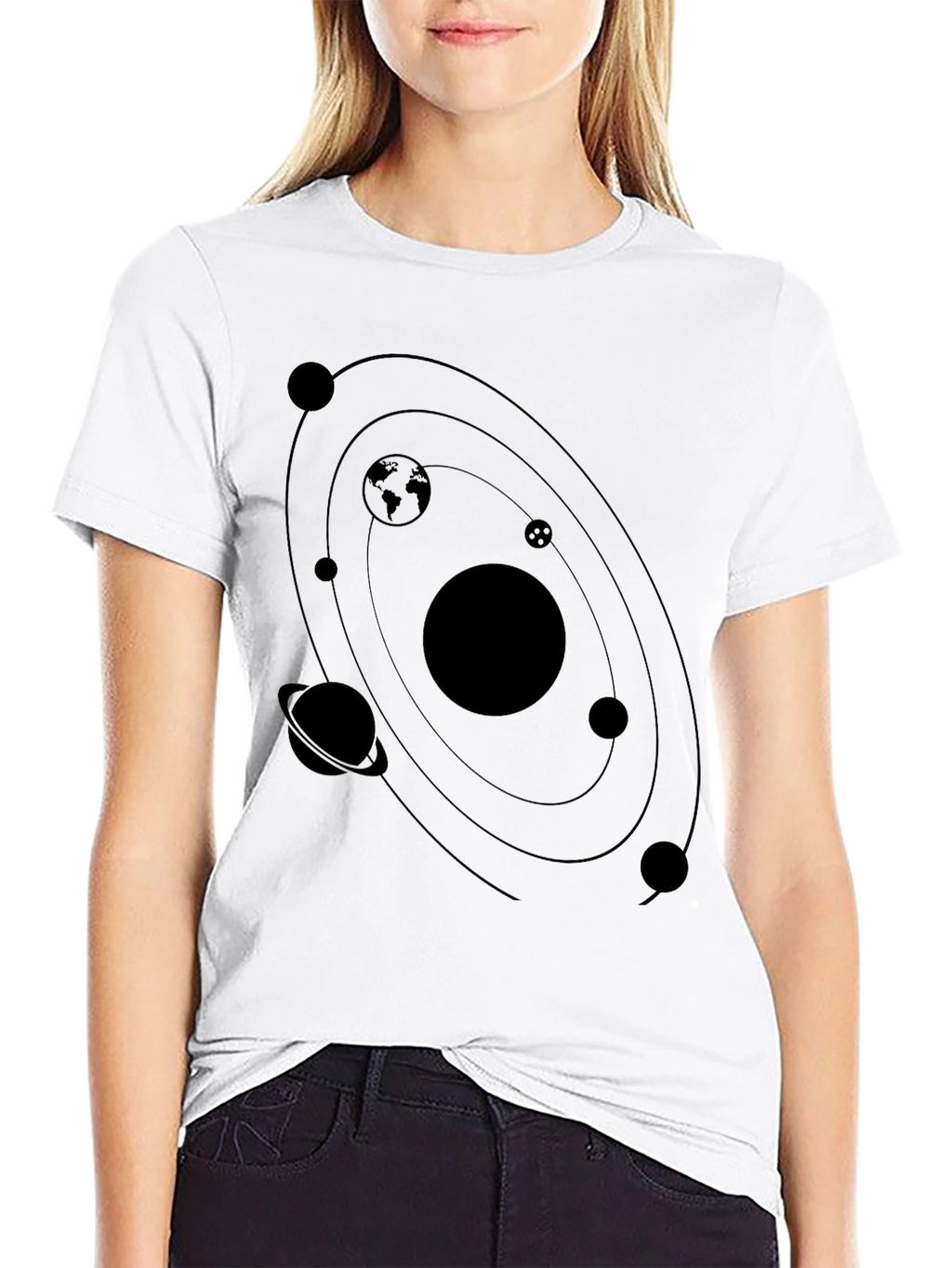 Solar System Graphic T-Shirt - Black