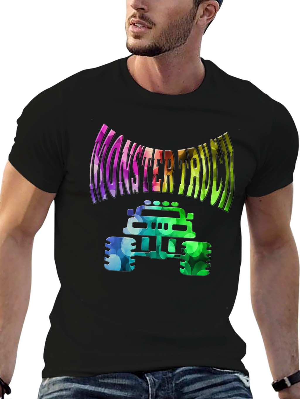 Monster Truck Graphic Tee - Vibrant Design Black Shirt
