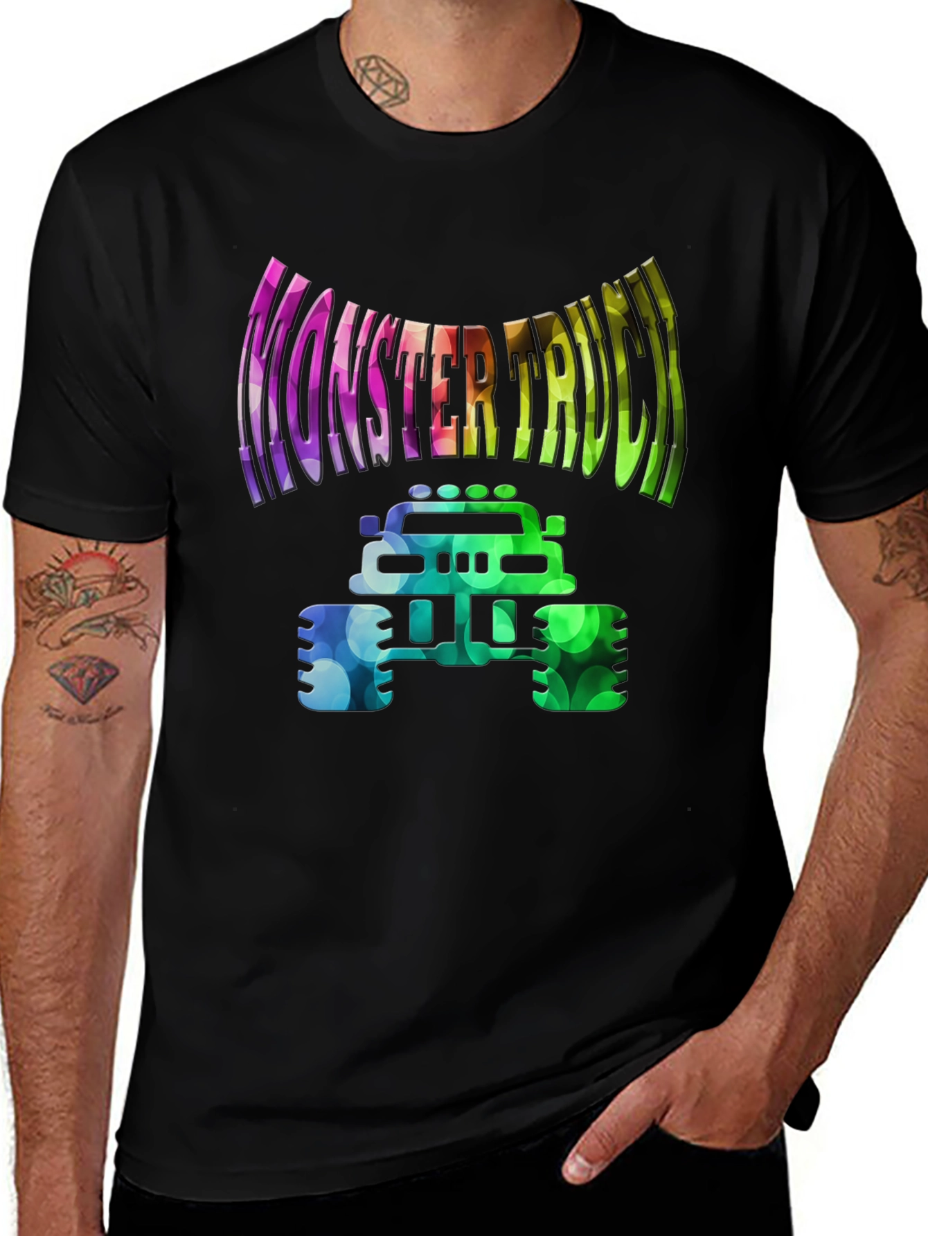 Monster Truck Graphic Tee - Vibrant Design Black Shirt