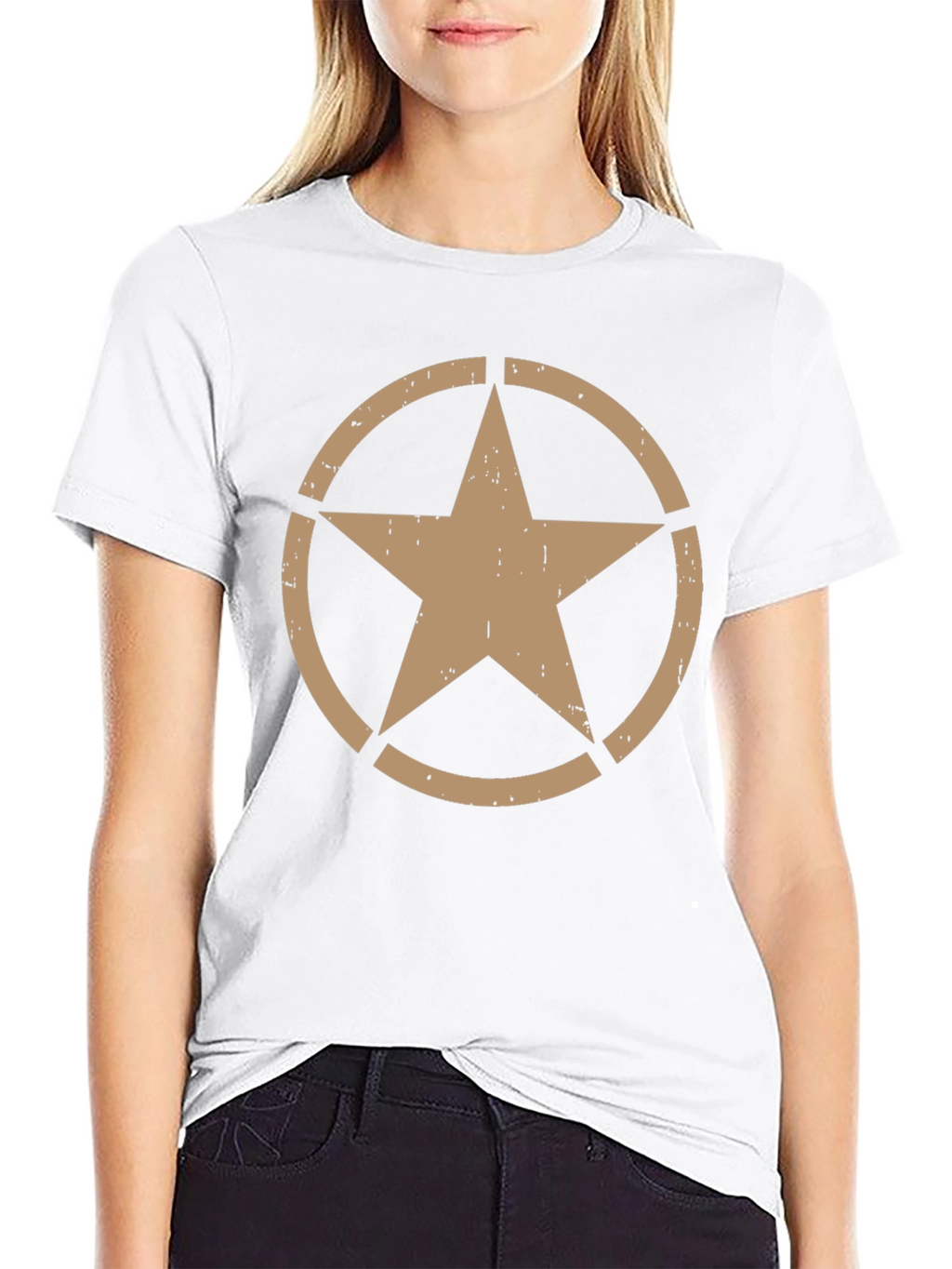 Distressed Star Graphic Black T-Shirt