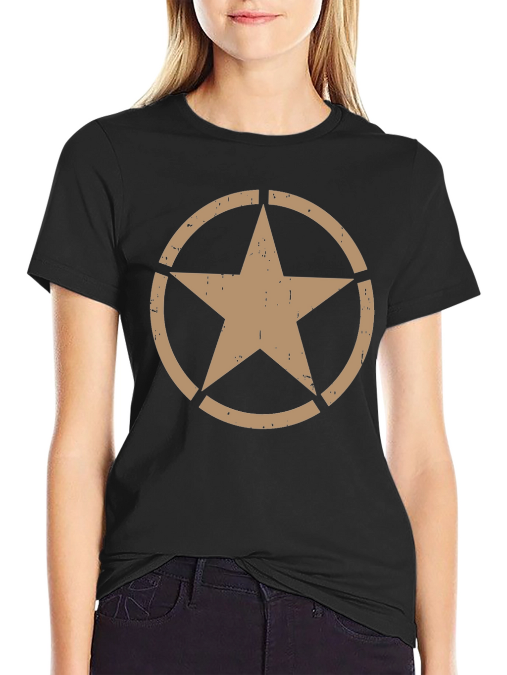 Distressed Star Graphic Black T-Shirt