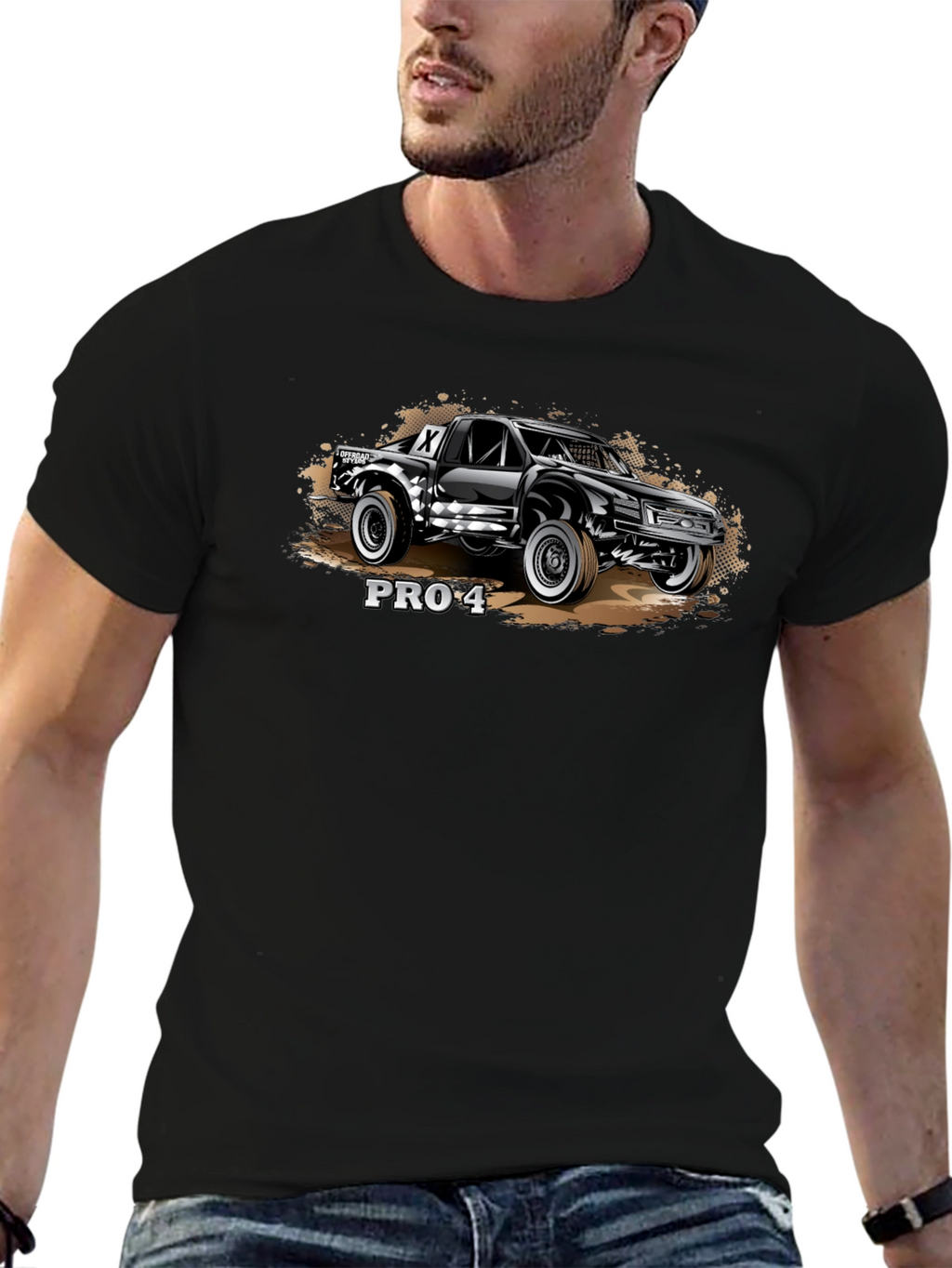 PRO-4 Off-Road Truck Graphic Tee - Black Cotton