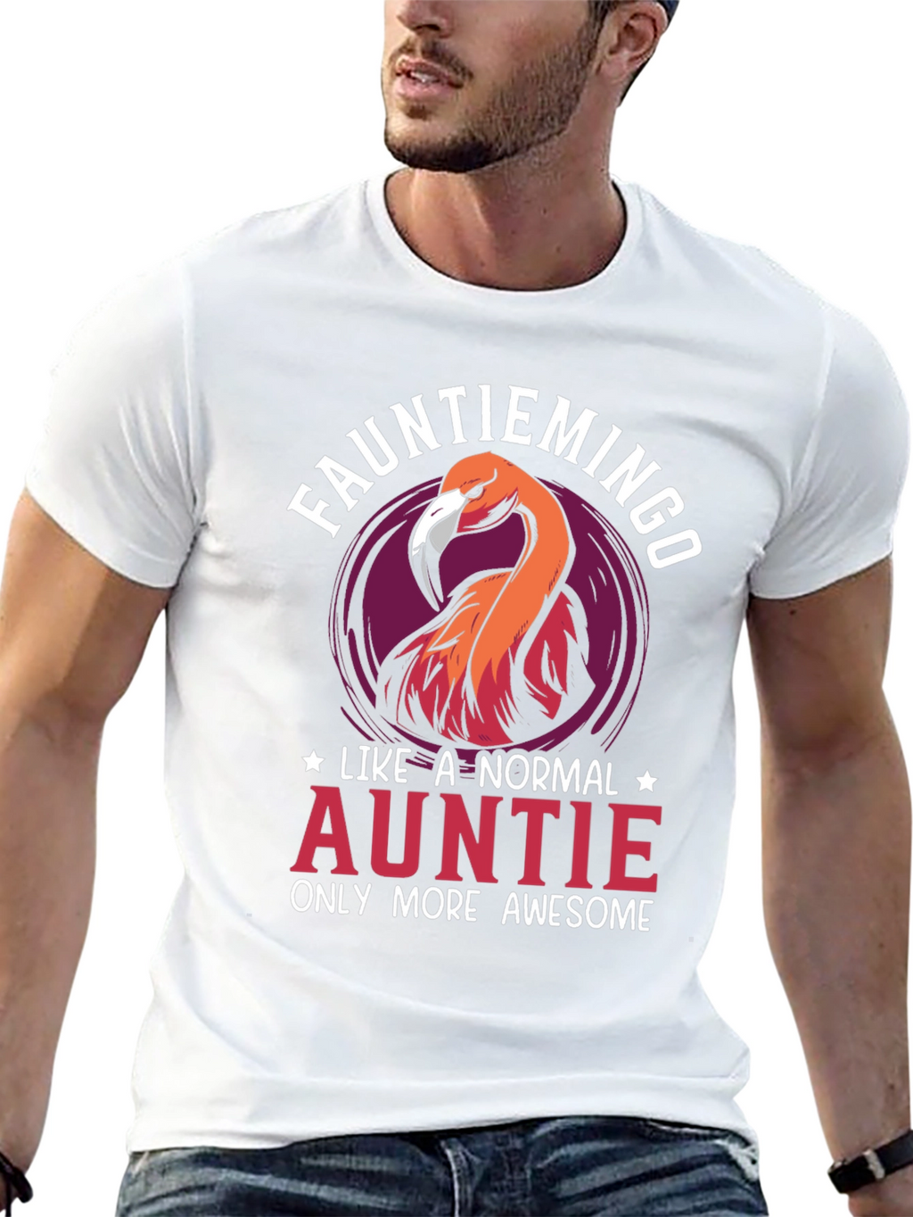 Funny Auntie Flamingo Graphic Tee