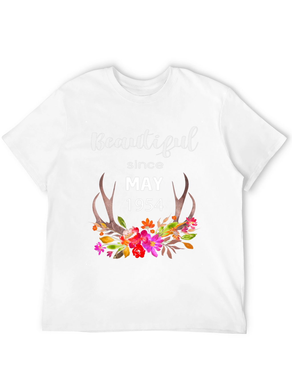 Beautiful Since May 1954 Floral Antler T-Shirt