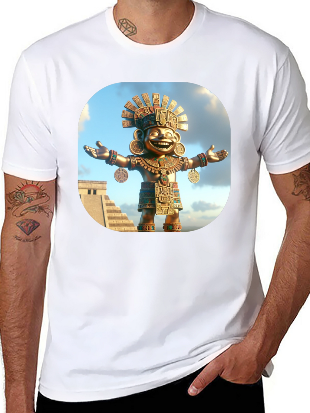 Aztec God T-Shirt - Black