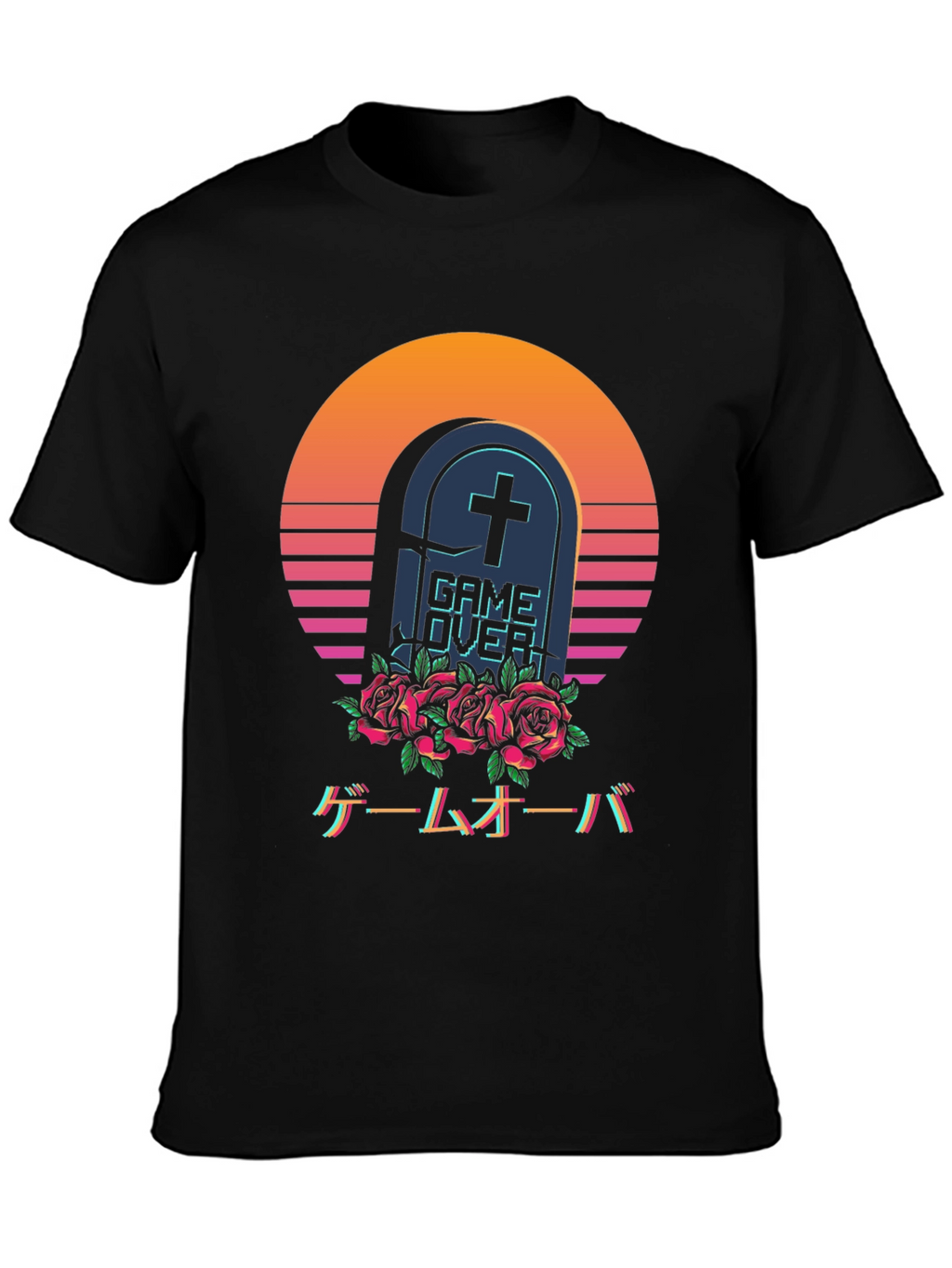 Game Over Tombstone T-Shirt - Vaporwave Aesthetic