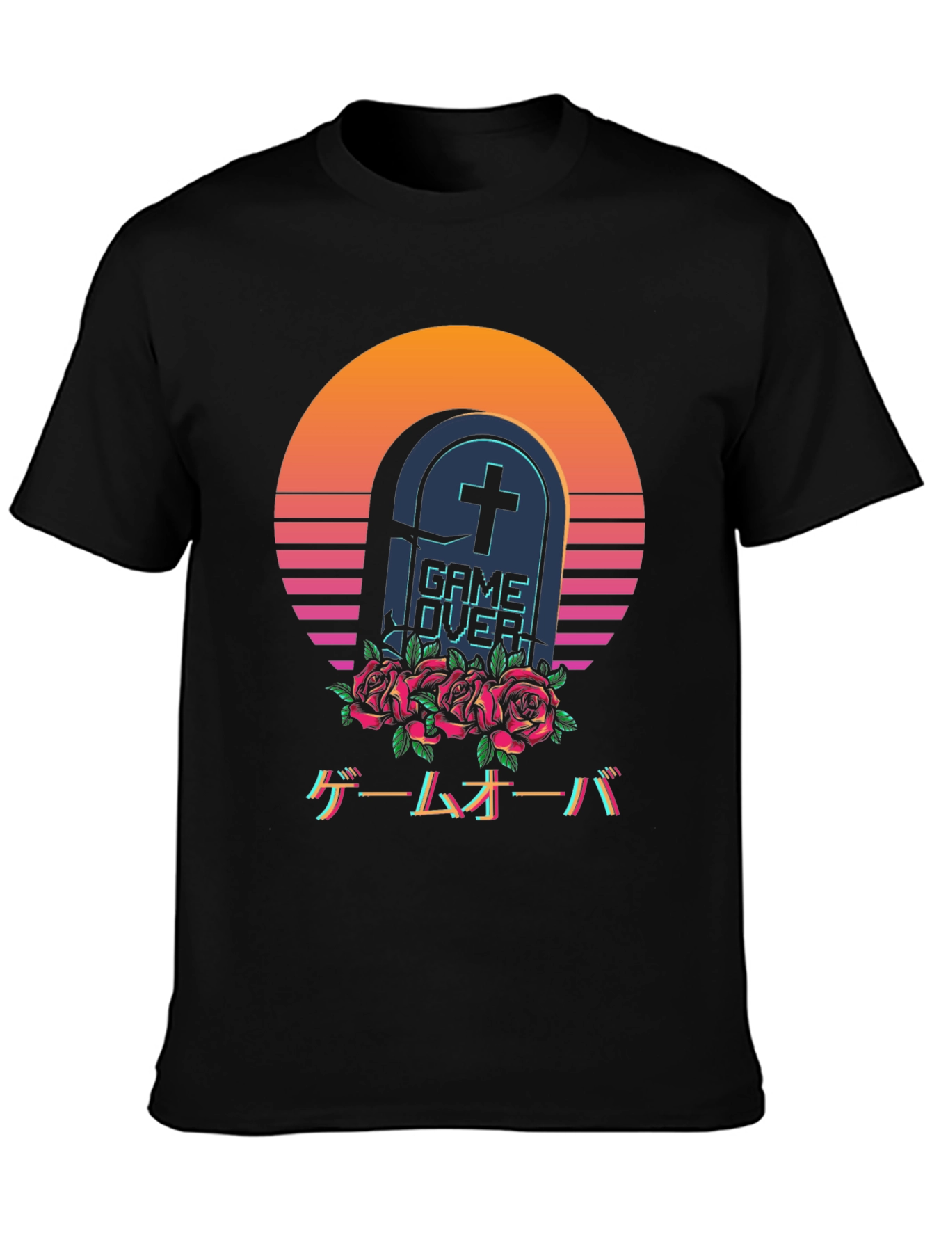 Game Over Tombstone T-Shirt - Vaporwave Aesthetic
