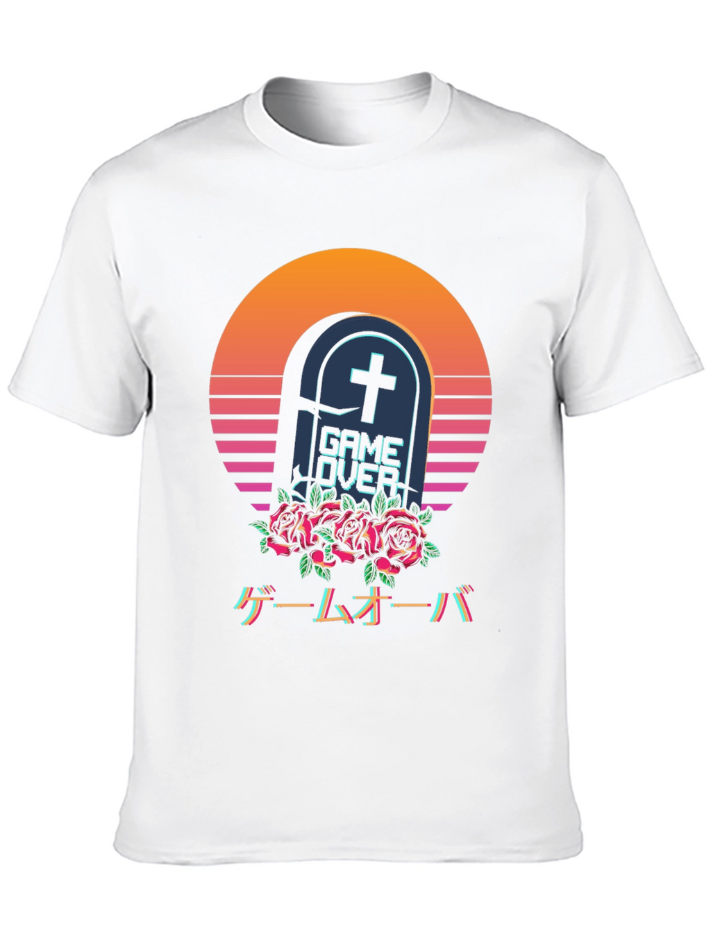 Game Over Tombstone T-Shirt - Vaporwave Aesthetic