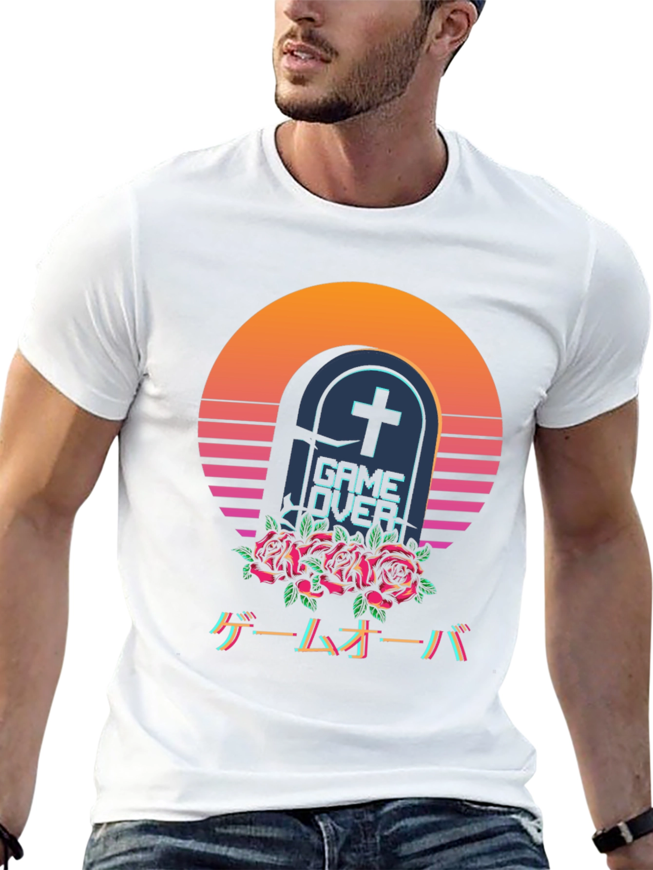 Game Over Tombstone T-Shirt - Vaporwave Aesthetic
