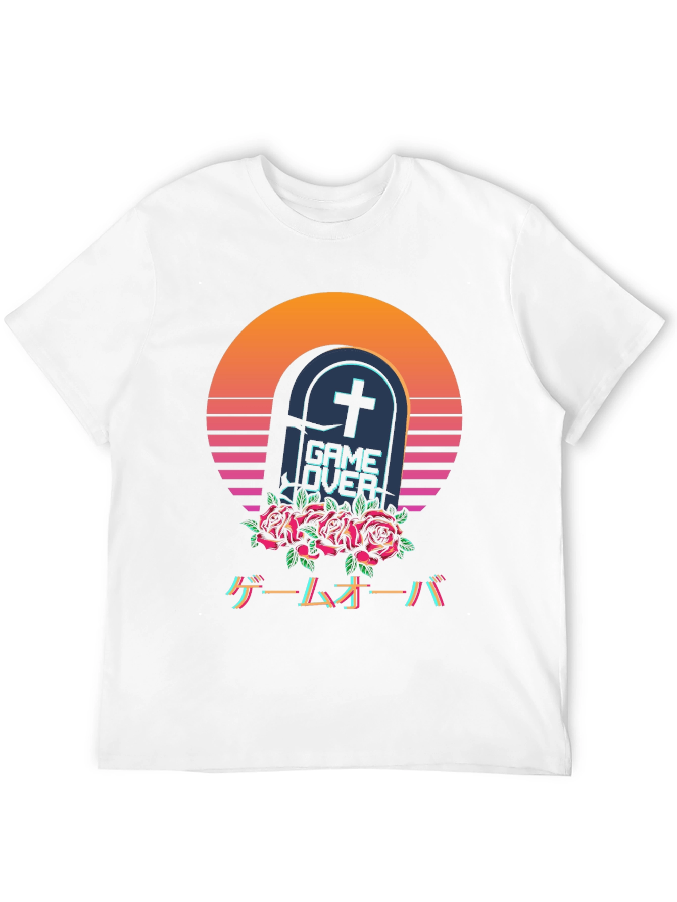 Game Over Tombstone T-Shirt - Vaporwave Aesthetic