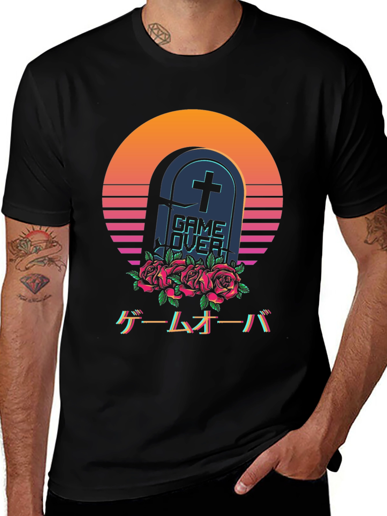 Game Over Tombstone T-Shirt - Vaporwave Aesthetic