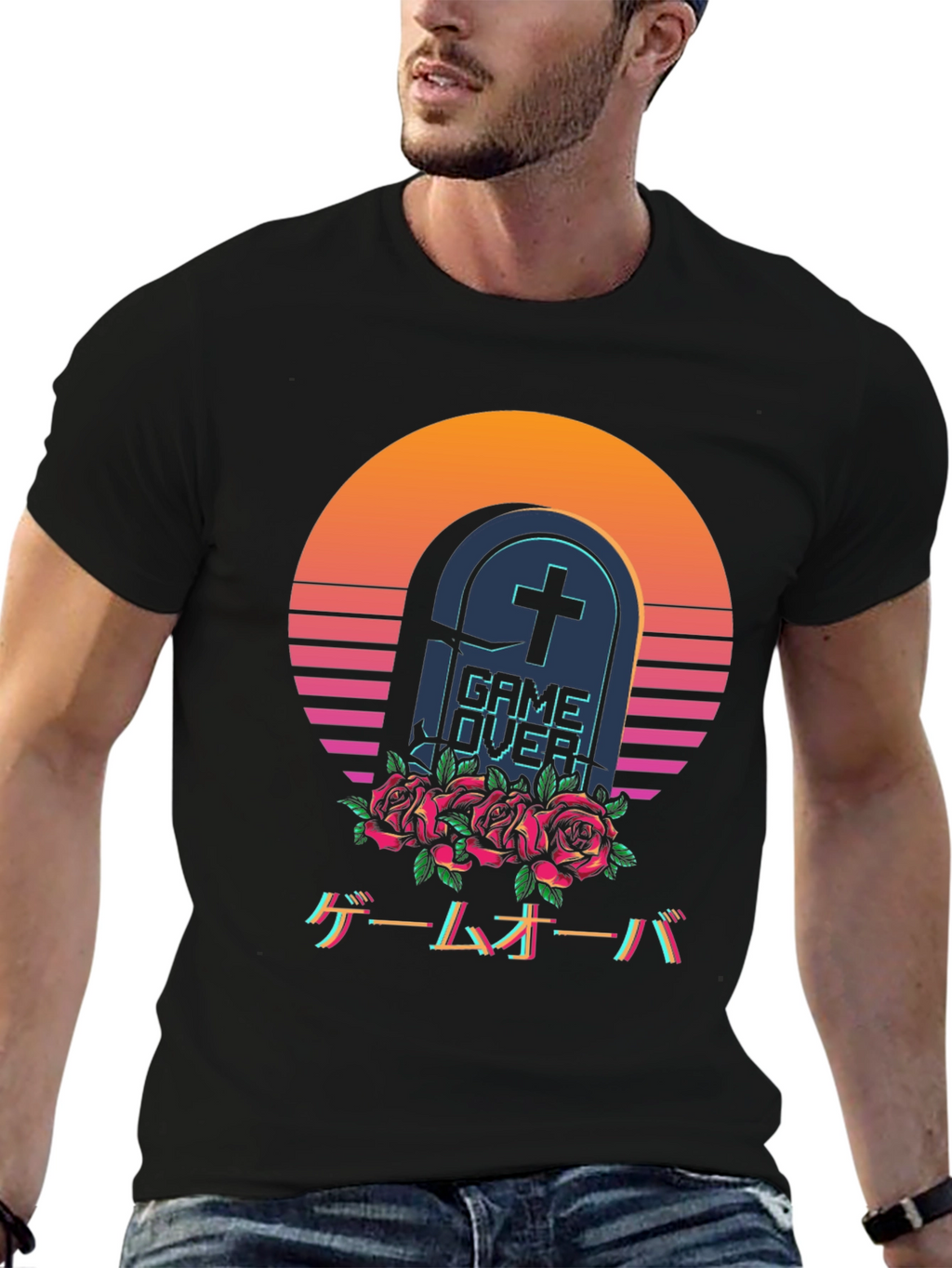Game Over Tombstone T-Shirt - Vaporwave Aesthetic