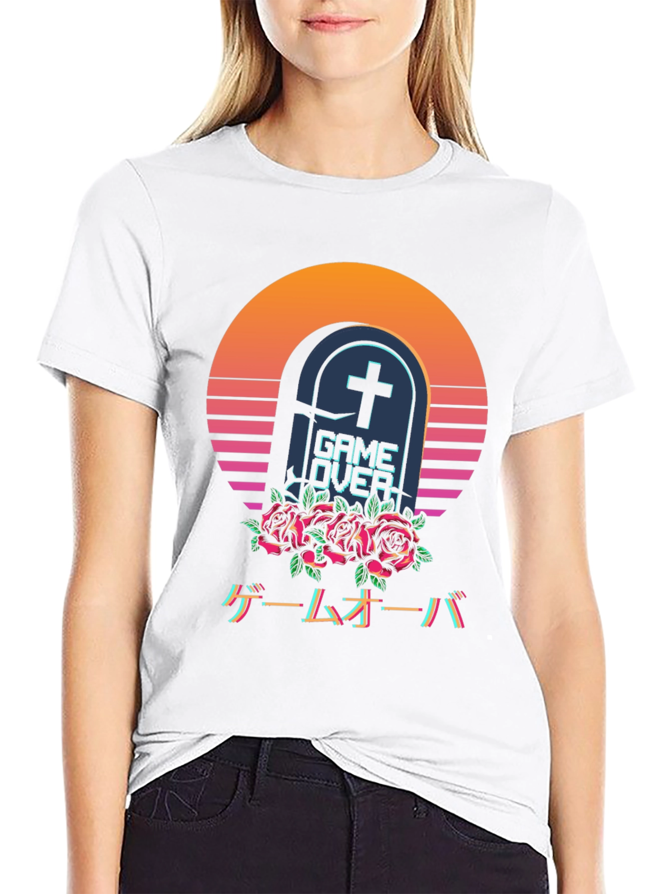 Game Over Tombstone T-Shirt - Vaporwave Aesthetic