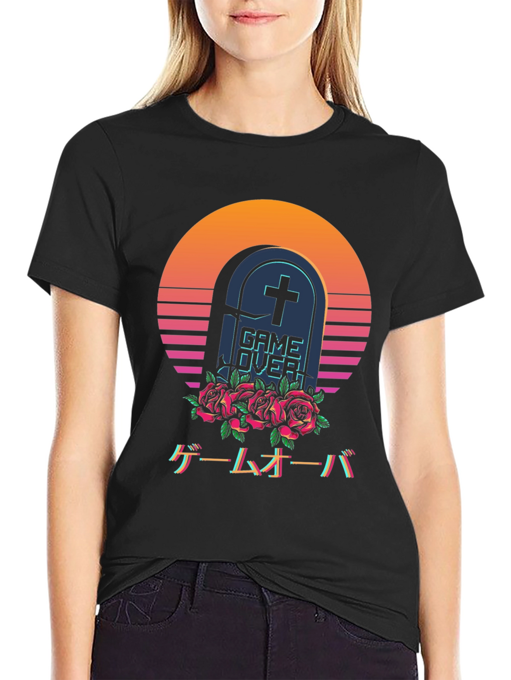 Game Over Tombstone T-Shirt - Vaporwave Aesthetic
