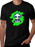 Gamer Panda T-Shirt - Black Cotton Blend