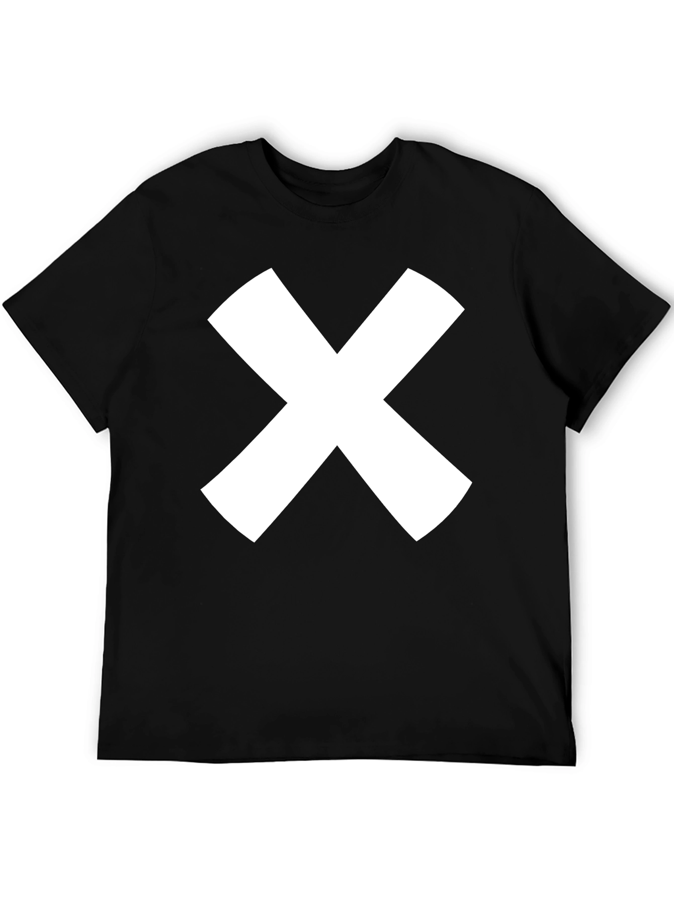 Bold White X Graphic Black T-Shirt - Modern Casual Style