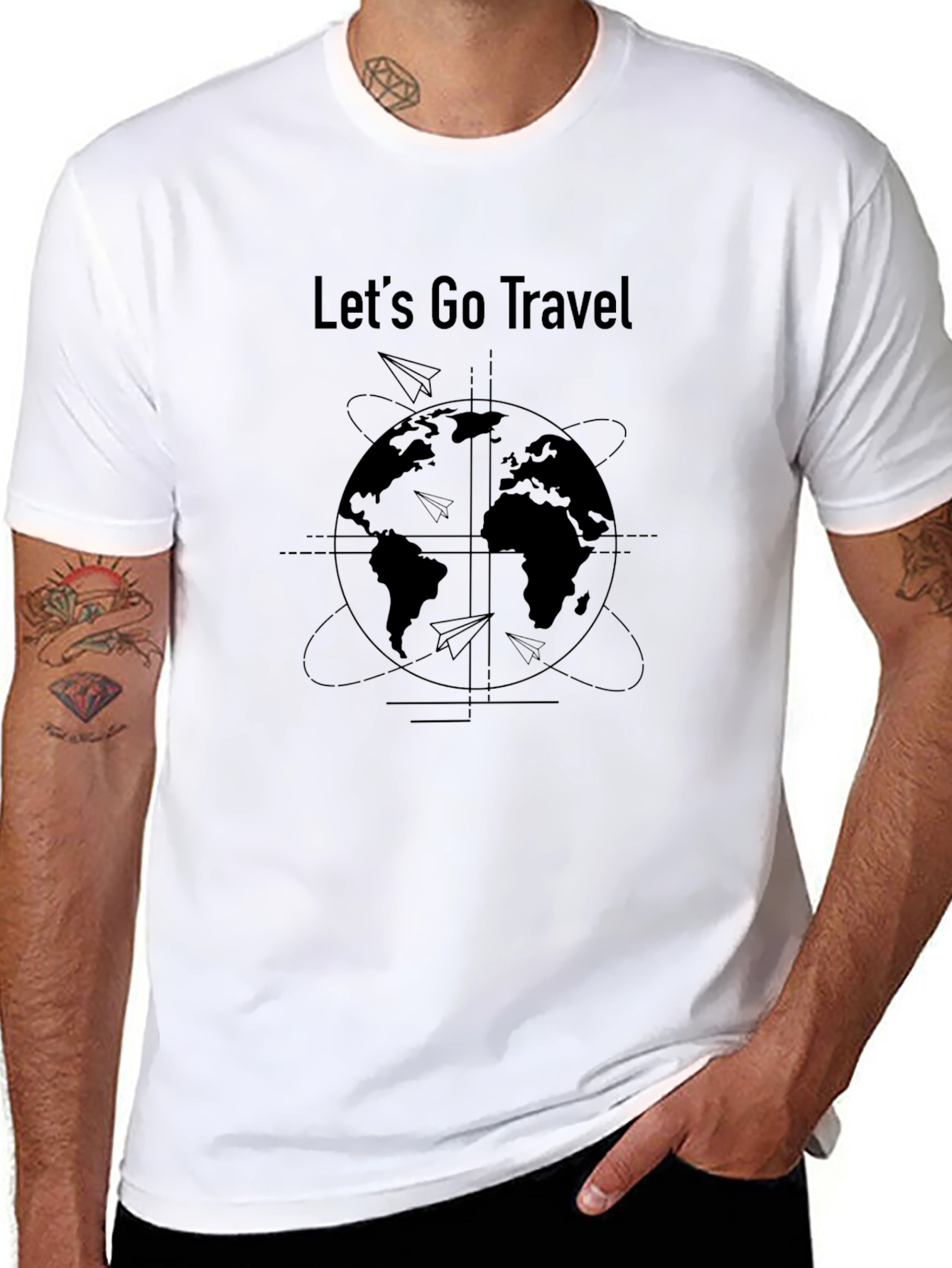 Lets Go Travel Graphic Black T-Shirt