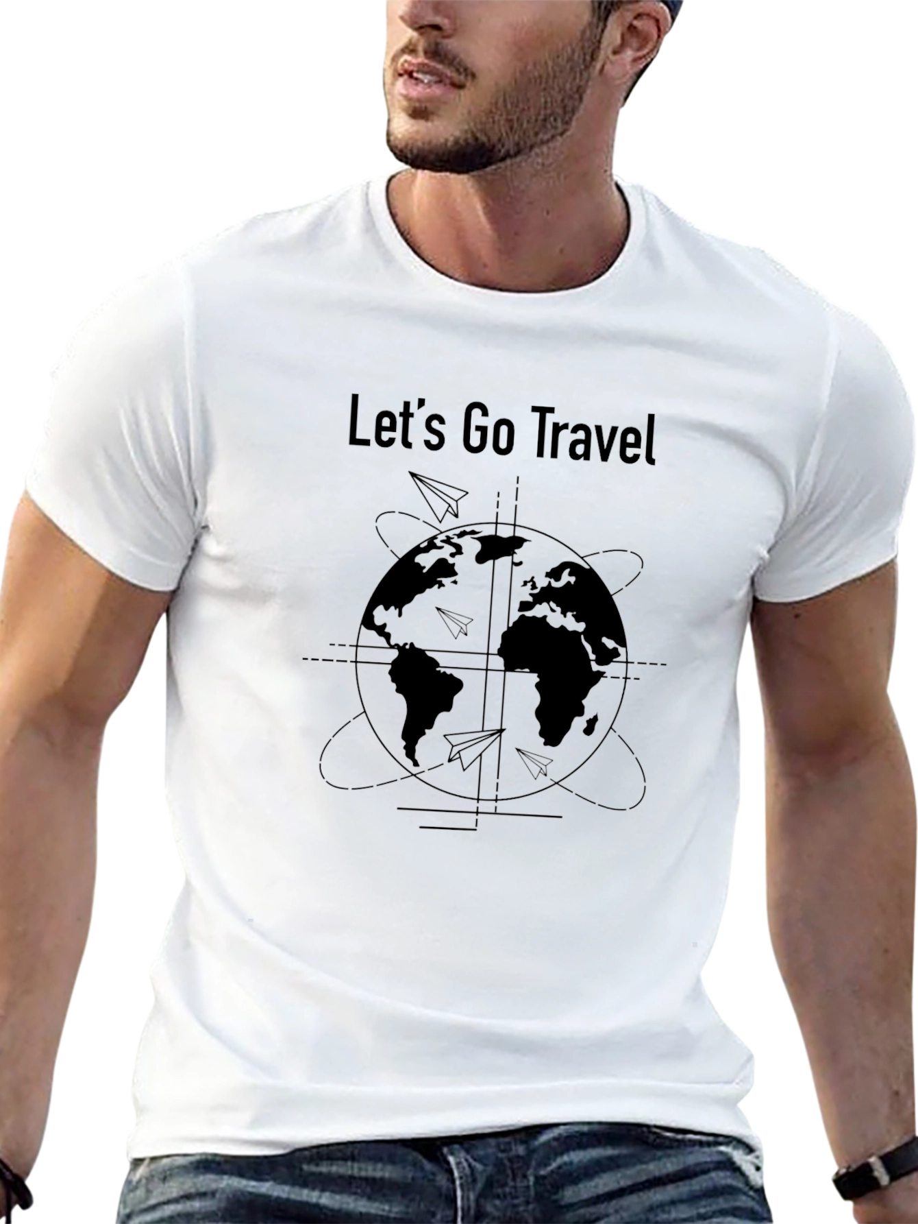 Lets Go Travel Graphic Black T-Shirt