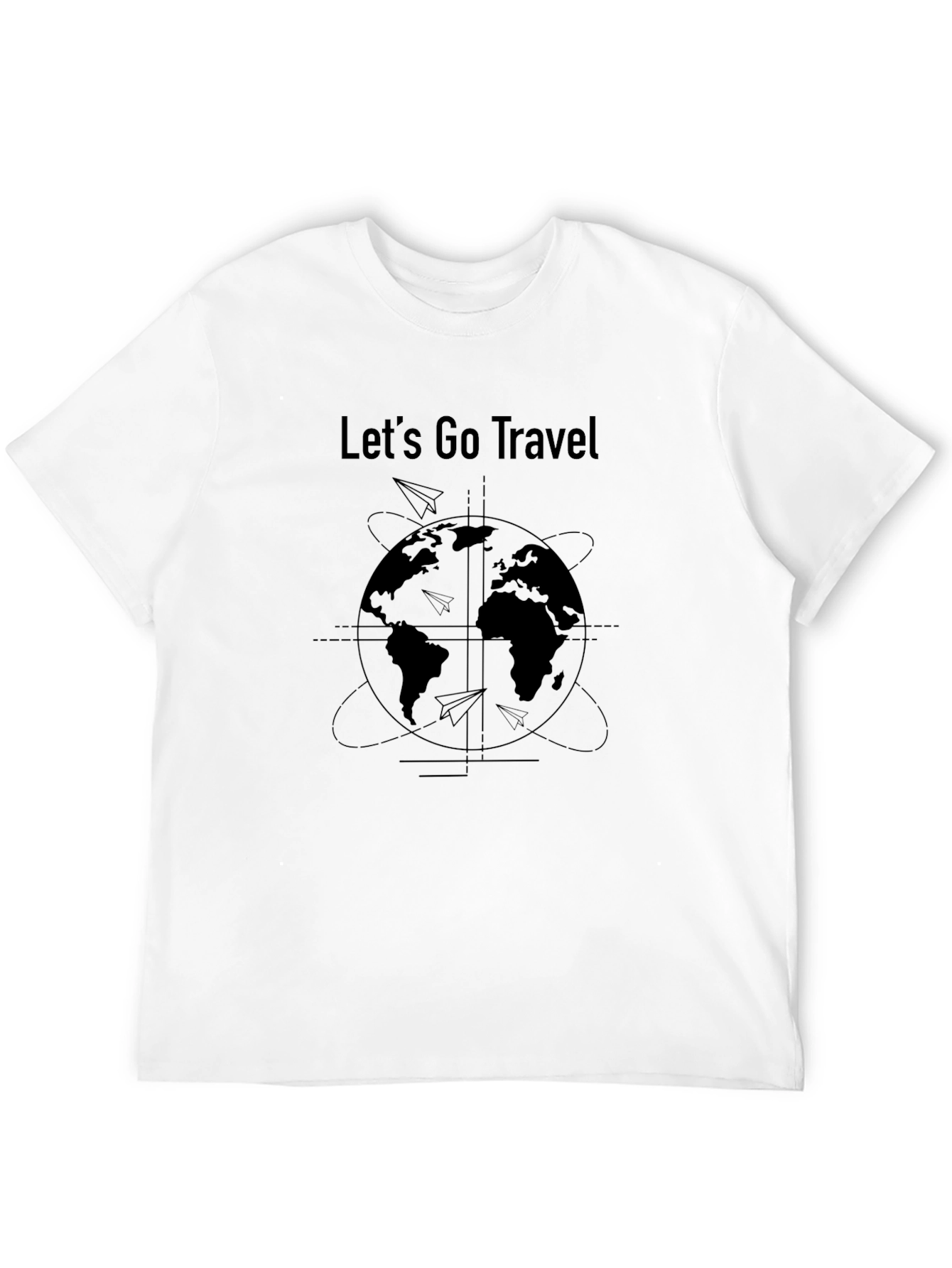 Lets Go Travel Graphic Black T-Shirt