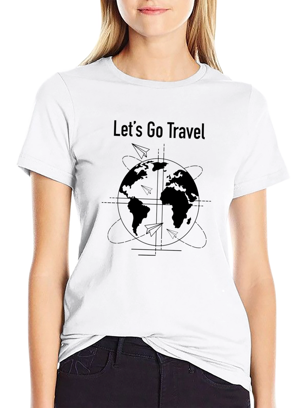 Lets Go Travel Graphic Black T-Shirt