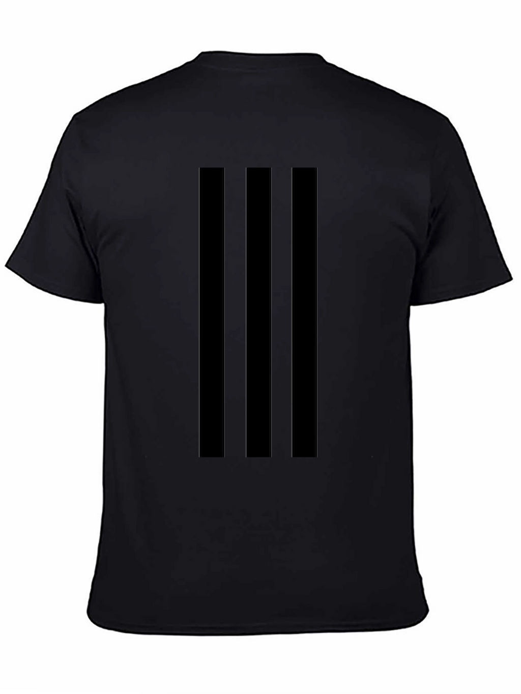 Black Tee with Triple Stripe Design