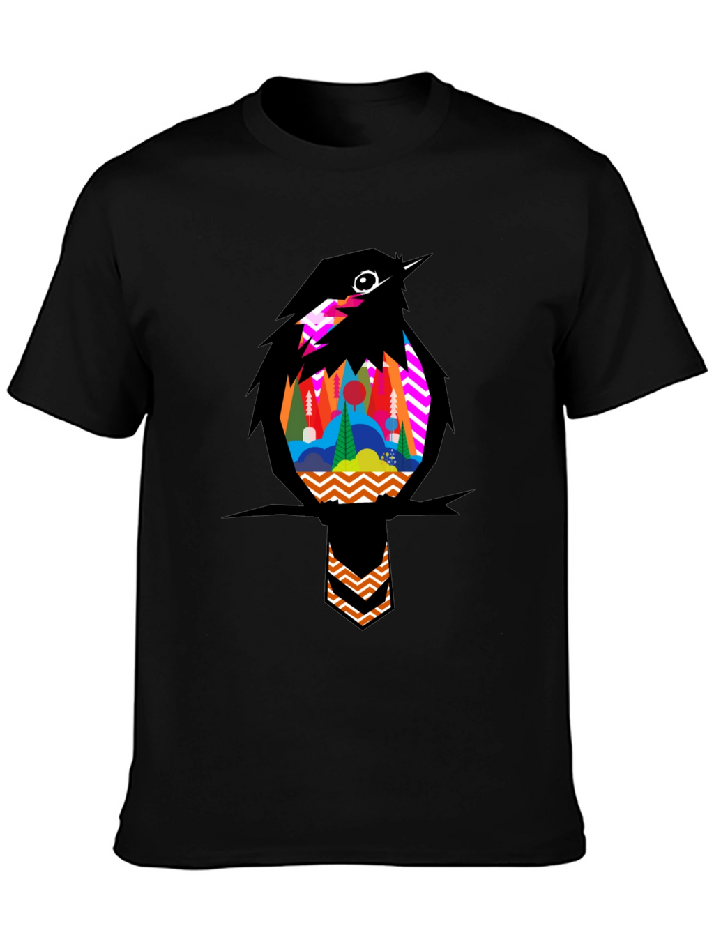 Bird Graphic Tee - Stylish Mens Black T-Shirt