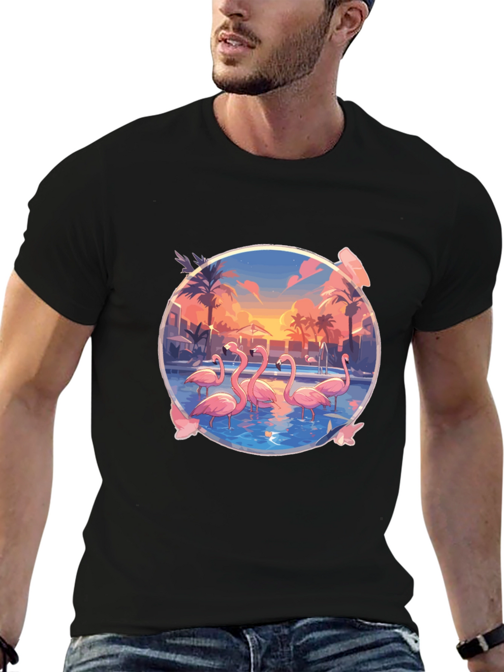 Flamingo Sunset Graphic Tee