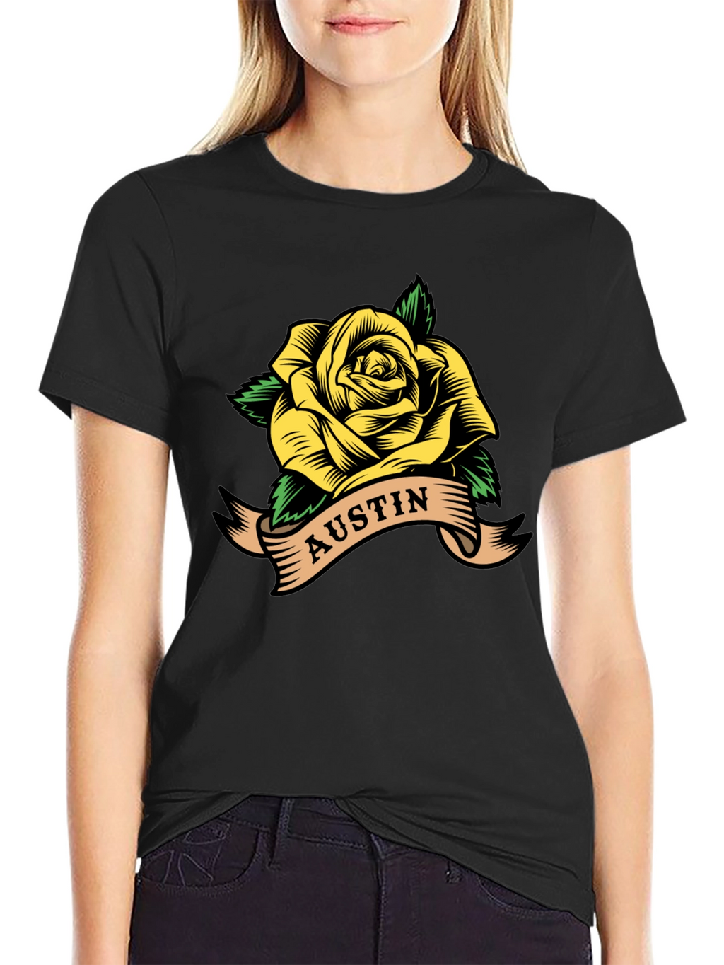 Austin Rose Graphic T-Shirt - Black